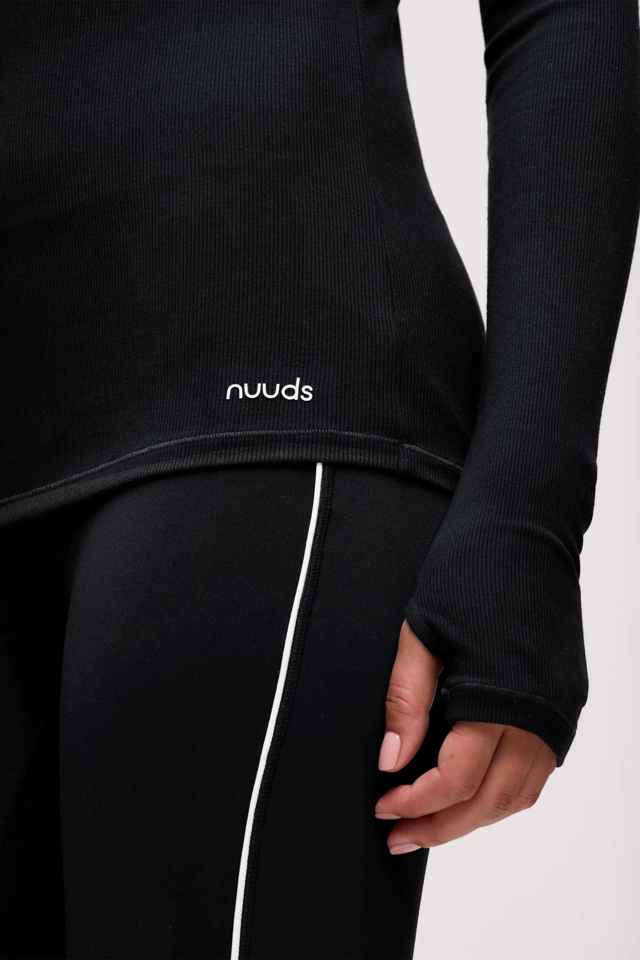 Sporty Rib Bra Long Sleeve | Black sold by nuuds product image thumbnail 4