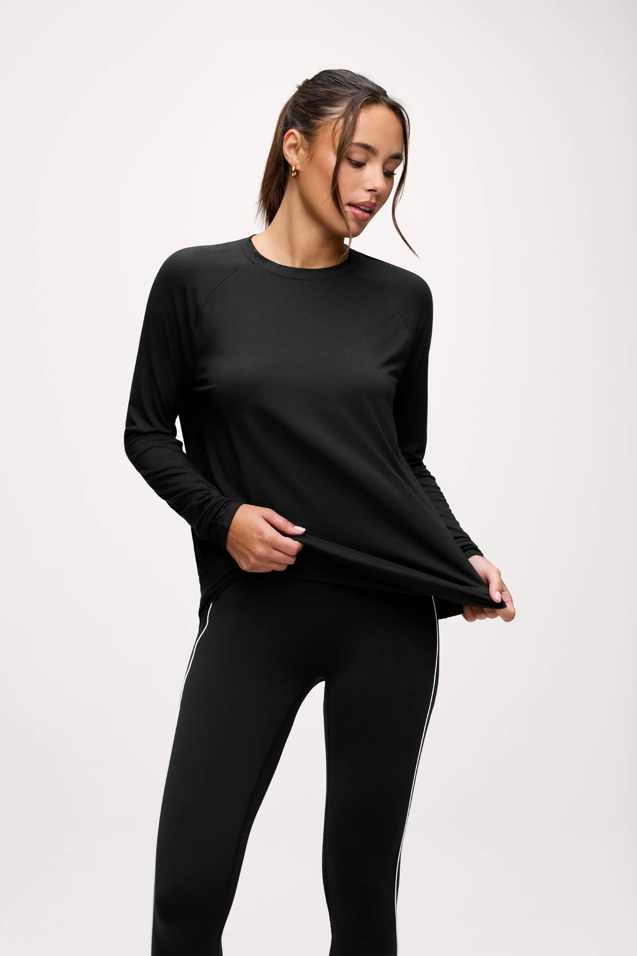 Featherweight Active Long Sleeve Shirt | Black sold by nuuds