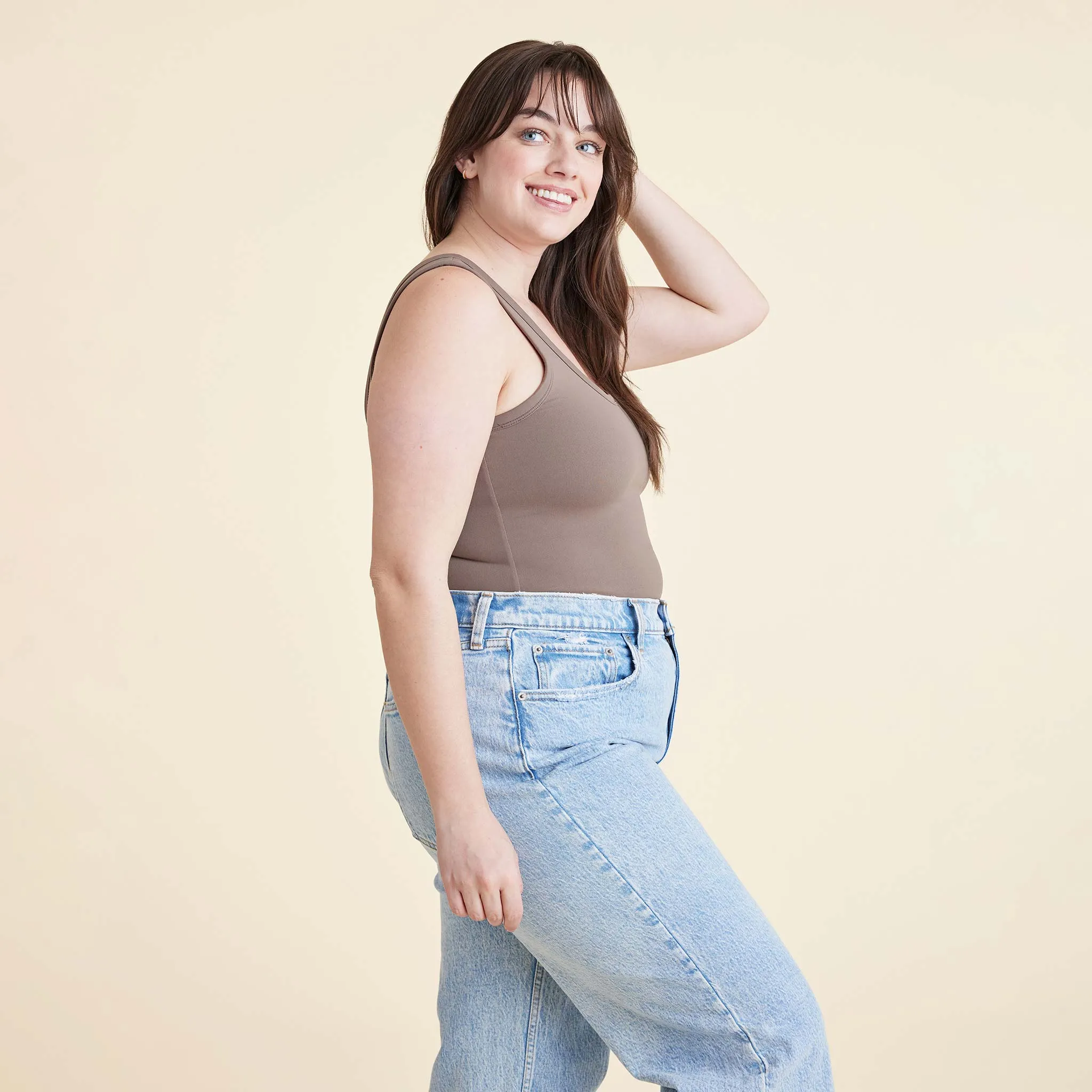 Seamless Scoop Tank Bodysuit | Mocha sold by nuuds product image thumbnail 3