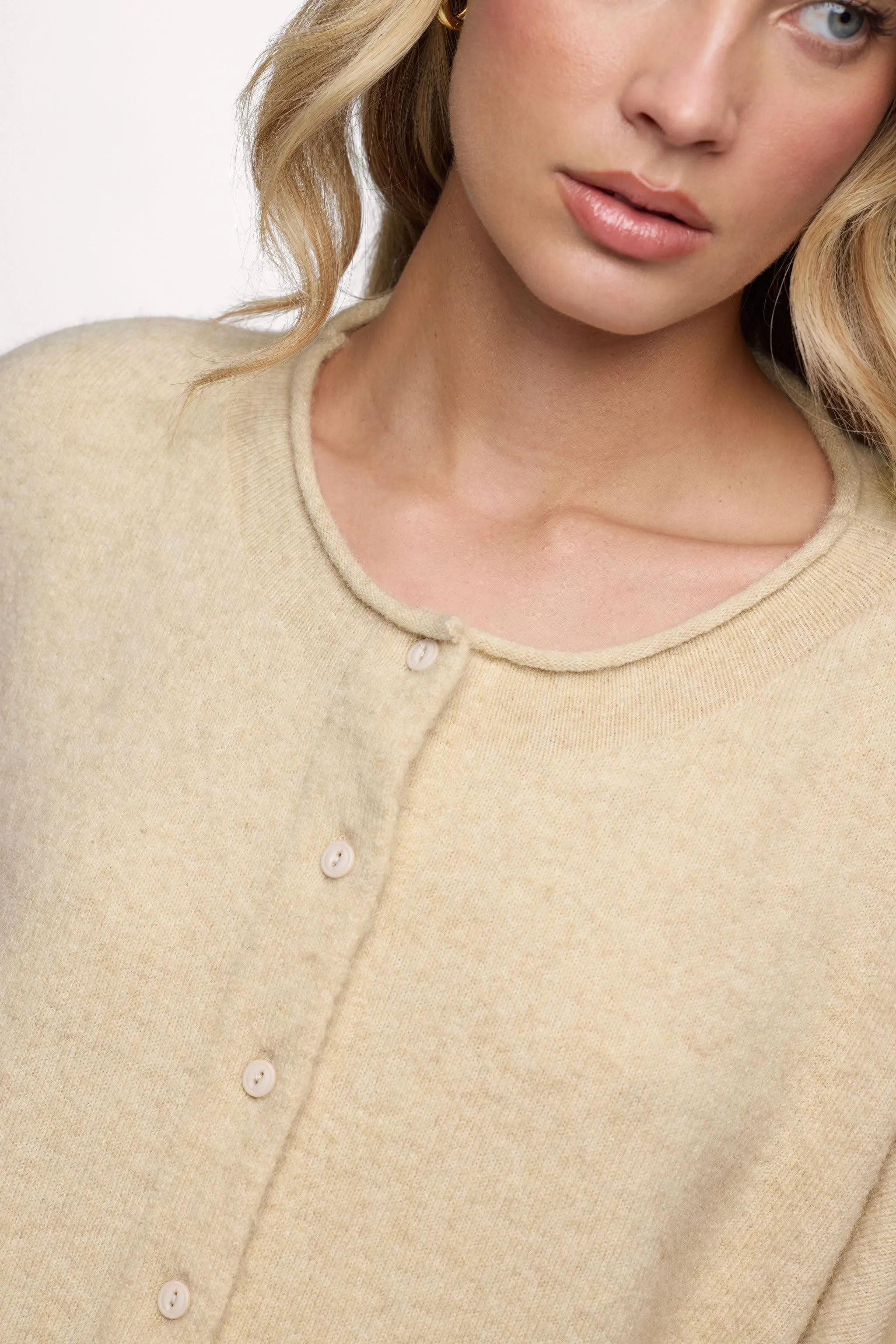 Cozy Knit Boxy Cardigan | Heather Oat sold by nuuds product image thumbnail 3