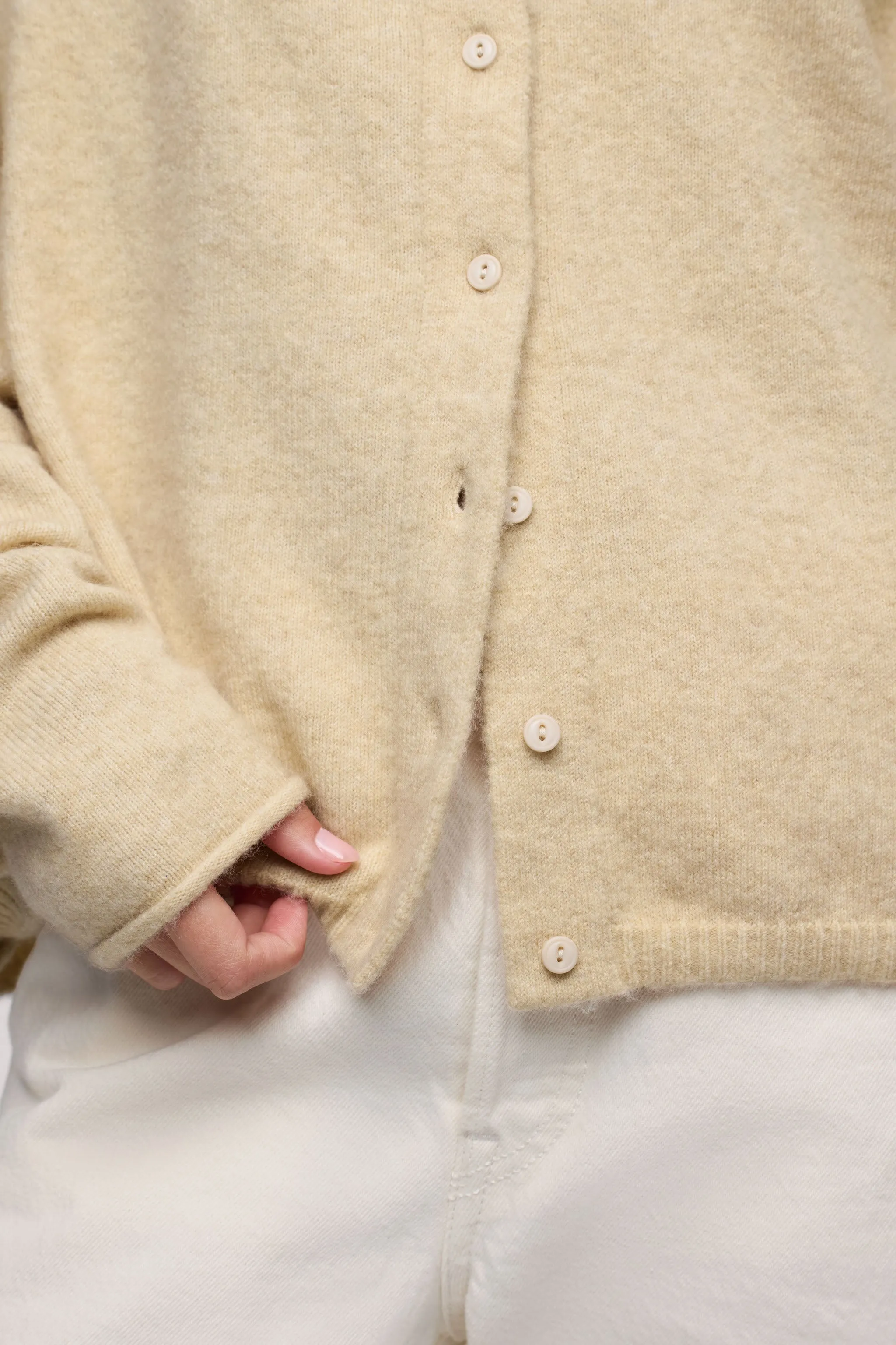 Cozy Knit Boxy Cardigan | Heather Oat sold by nuuds product image thumbnail 5