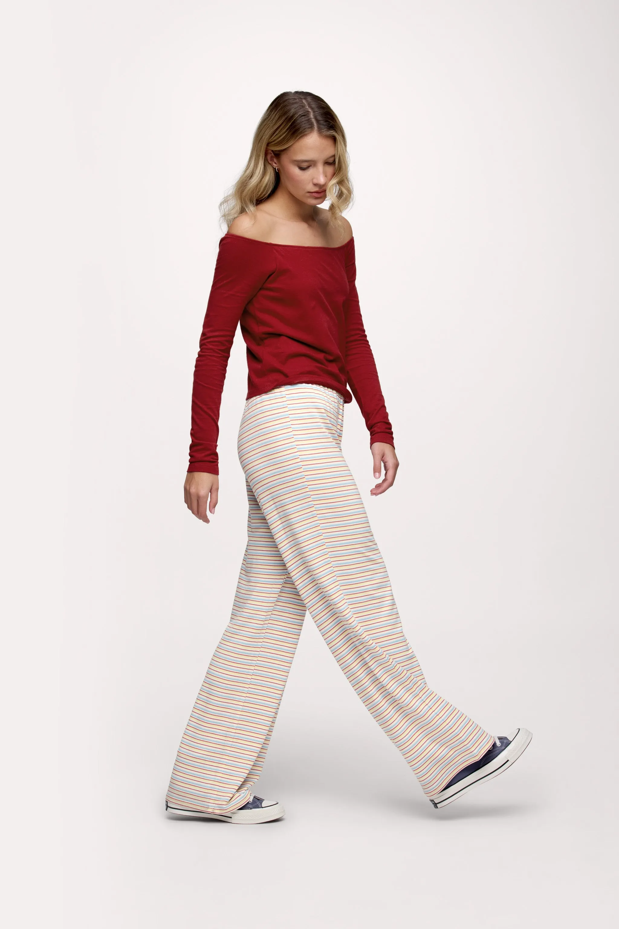 Boyfriend Stripe Pant | Sky Lemon Stripe sold by nuuds product image thumbnail 4