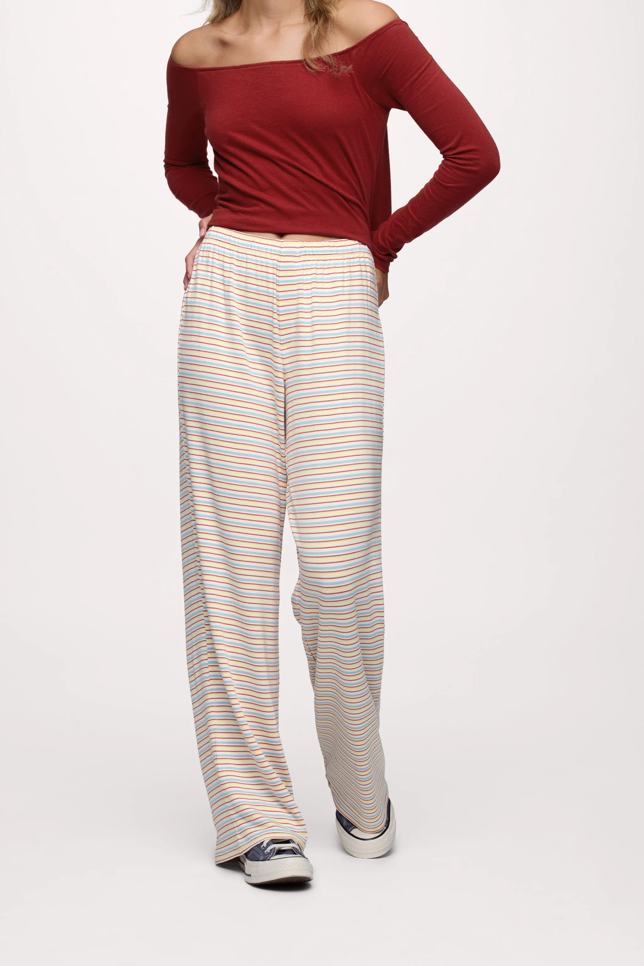 Boyfriend Stripe Pant | Sky Lemon Stripe sold by nuuds product image thumbnail 2