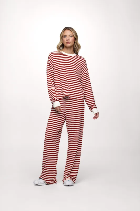 Boyfriend Stripe Pant | Scarlet White Stripe made by nuuds