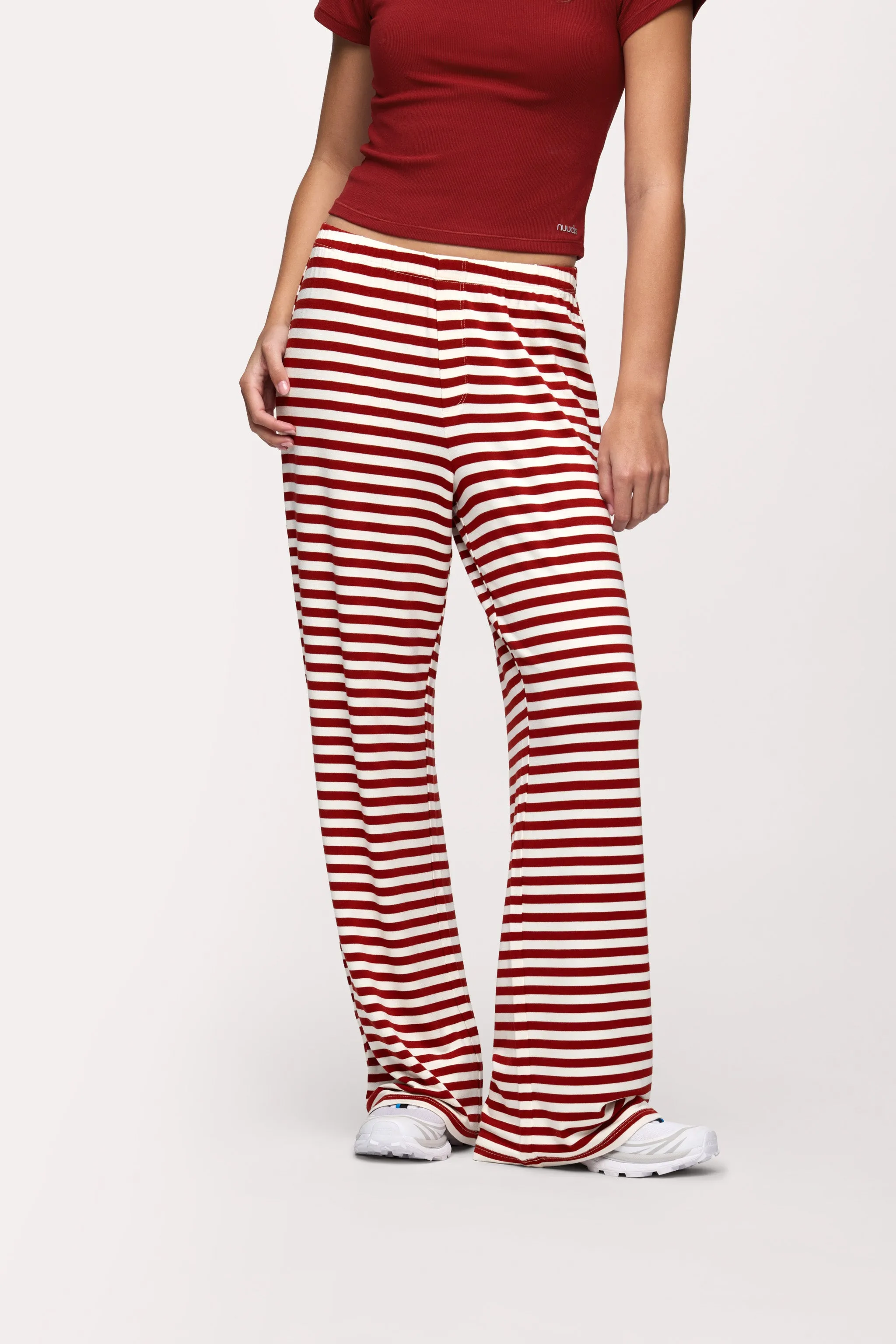 Boyfriend Stripe Pant | Scarlet White Stripe sold by nuuds product image thumbnail 2