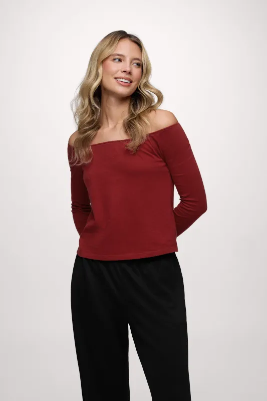Ease Long Sleeve Top | Scarlet sold by nuuds