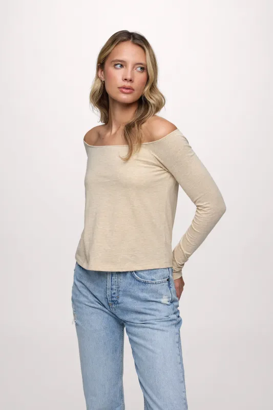 Ease Long Sleeve Top | Heather Oat sold by nuuds