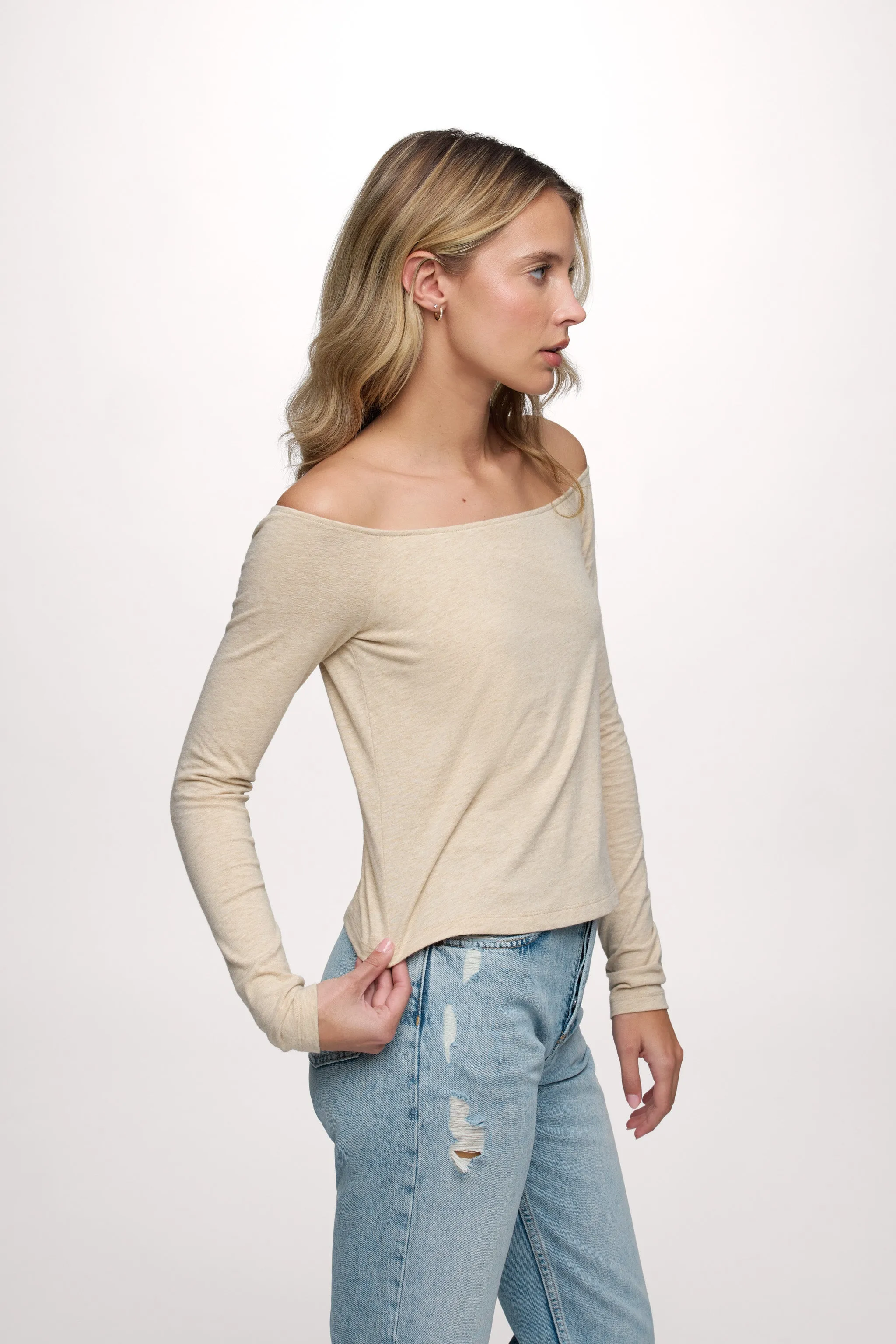 Ease Long Sleeve Top | Heather Oat sold by nuuds product image thumbnail 3