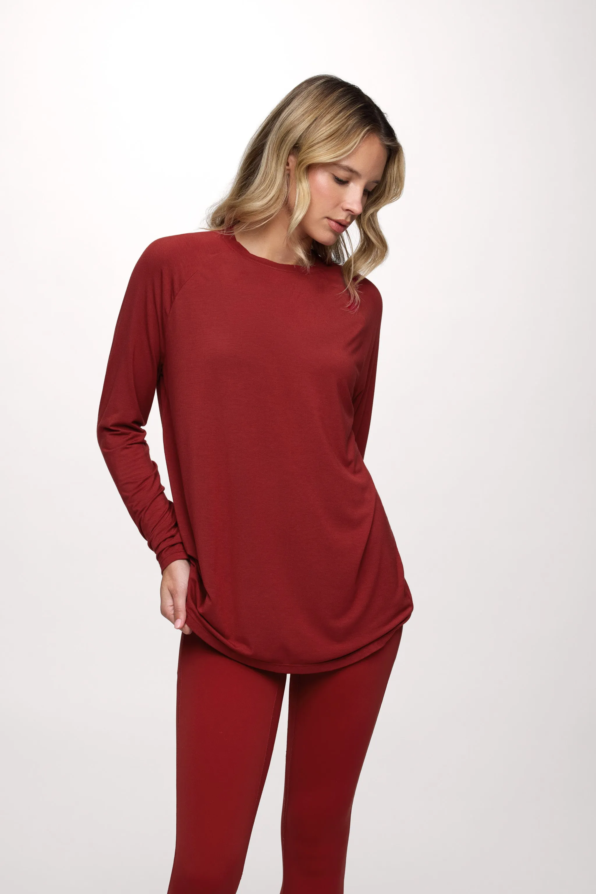 Featherweight Active Long Sleeve Shirt | Scarlet sold by nuuds