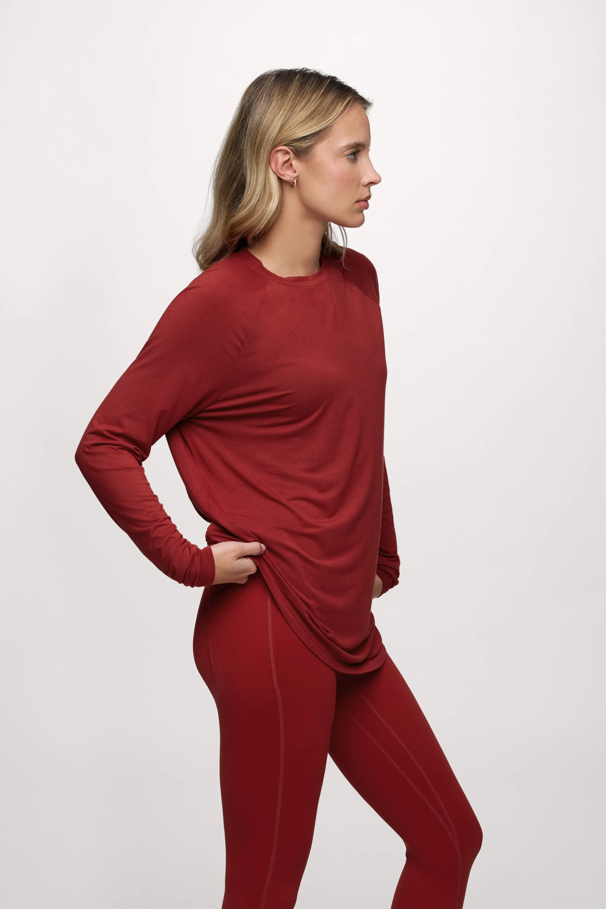 Featherweight Active Long Sleeve Shirt | Scarlet sold by nuuds product image thumbnail 4