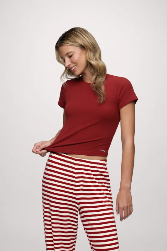 Sporty Rib Bra Tee | Scarlet sold by nuuds