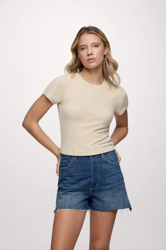 Sporty Rib Bra Tee | Heather Oat sold by nuuds