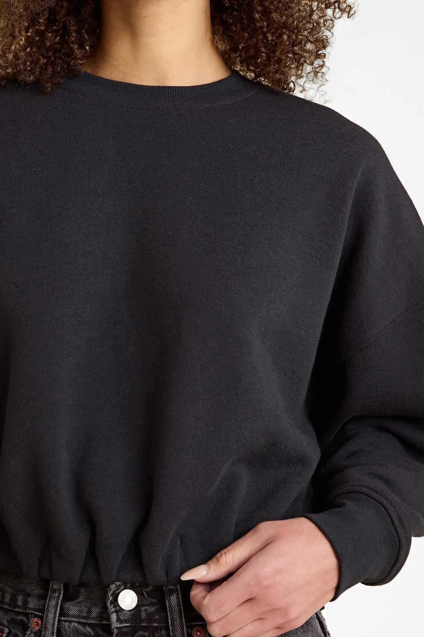 Vintage Fleece Cinch Waist Sweatshirt | Black sold by nuuds product image thumbnail 5