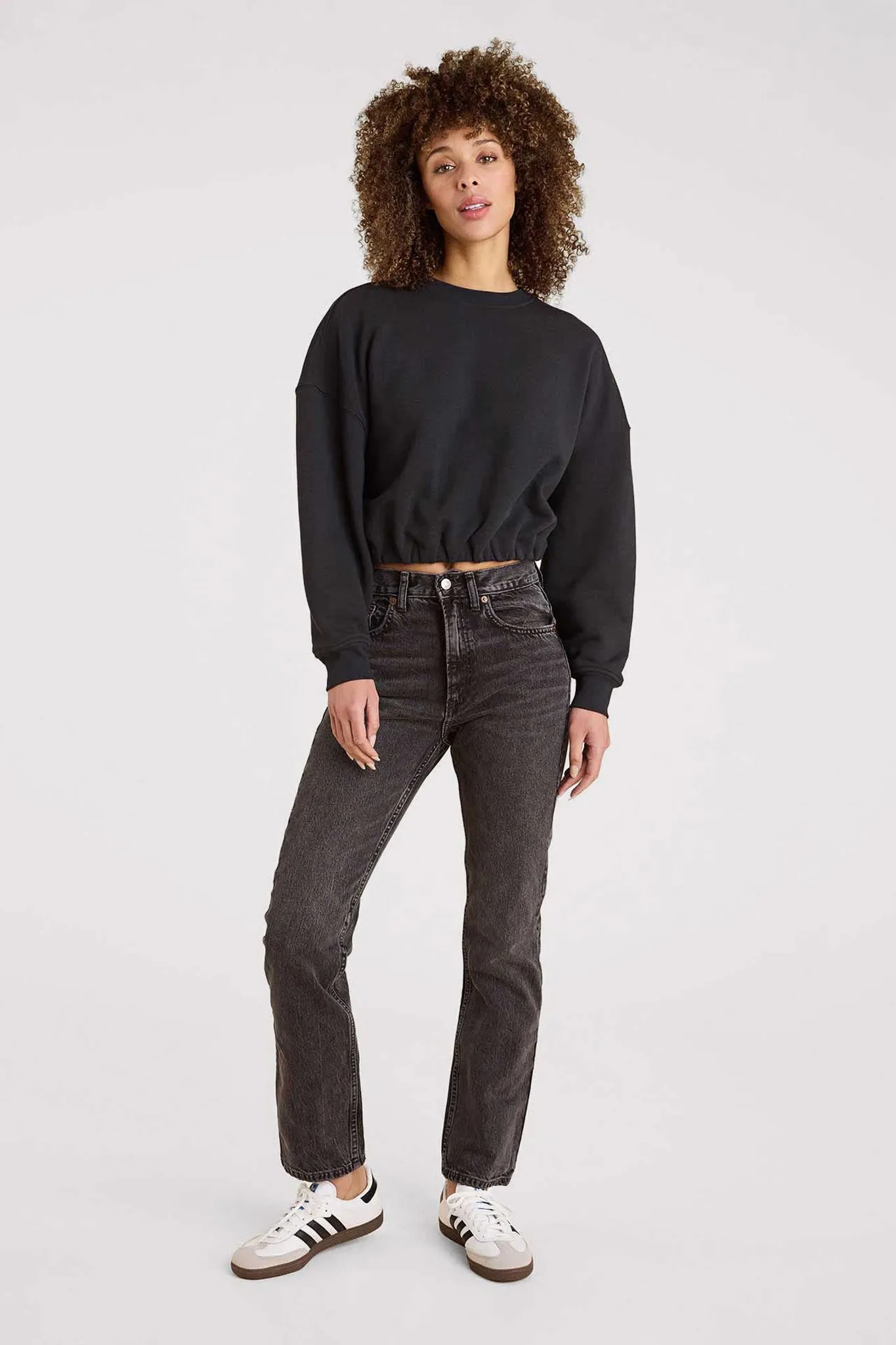 Vintage Fleece Cinch Waist Sweatshirt | Black sold by nuuds product image thumbnail 2