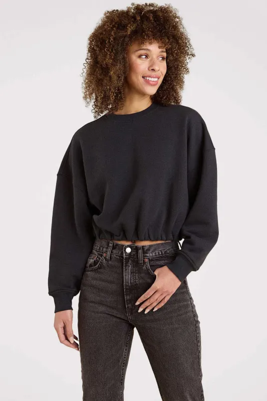 Vintage Fleece Cinch Waist Sweatshirt | Black sold by nuuds