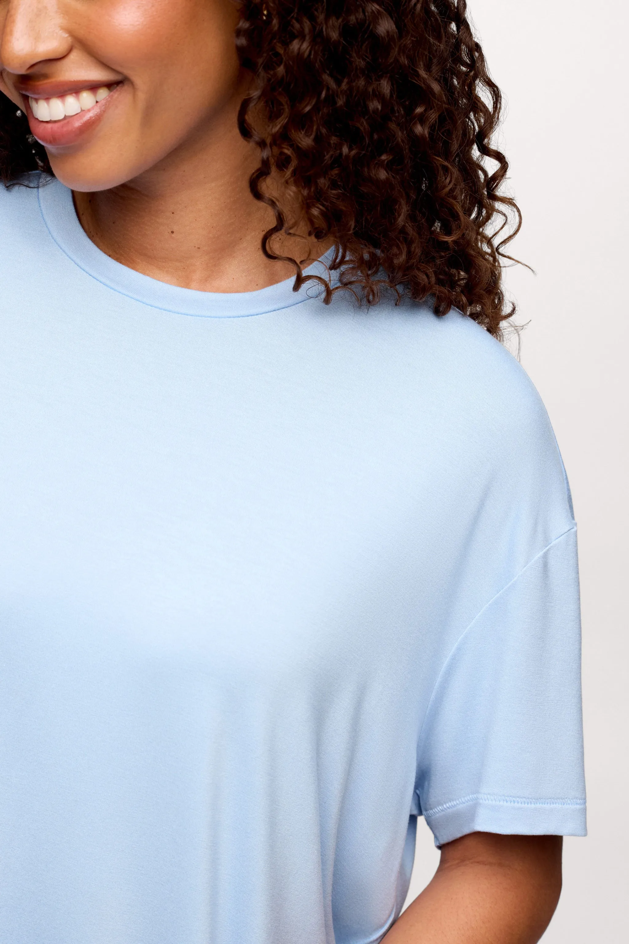 Boyfriend Pajama Tee | Sky sold by nuuds product image thumbnail 3
