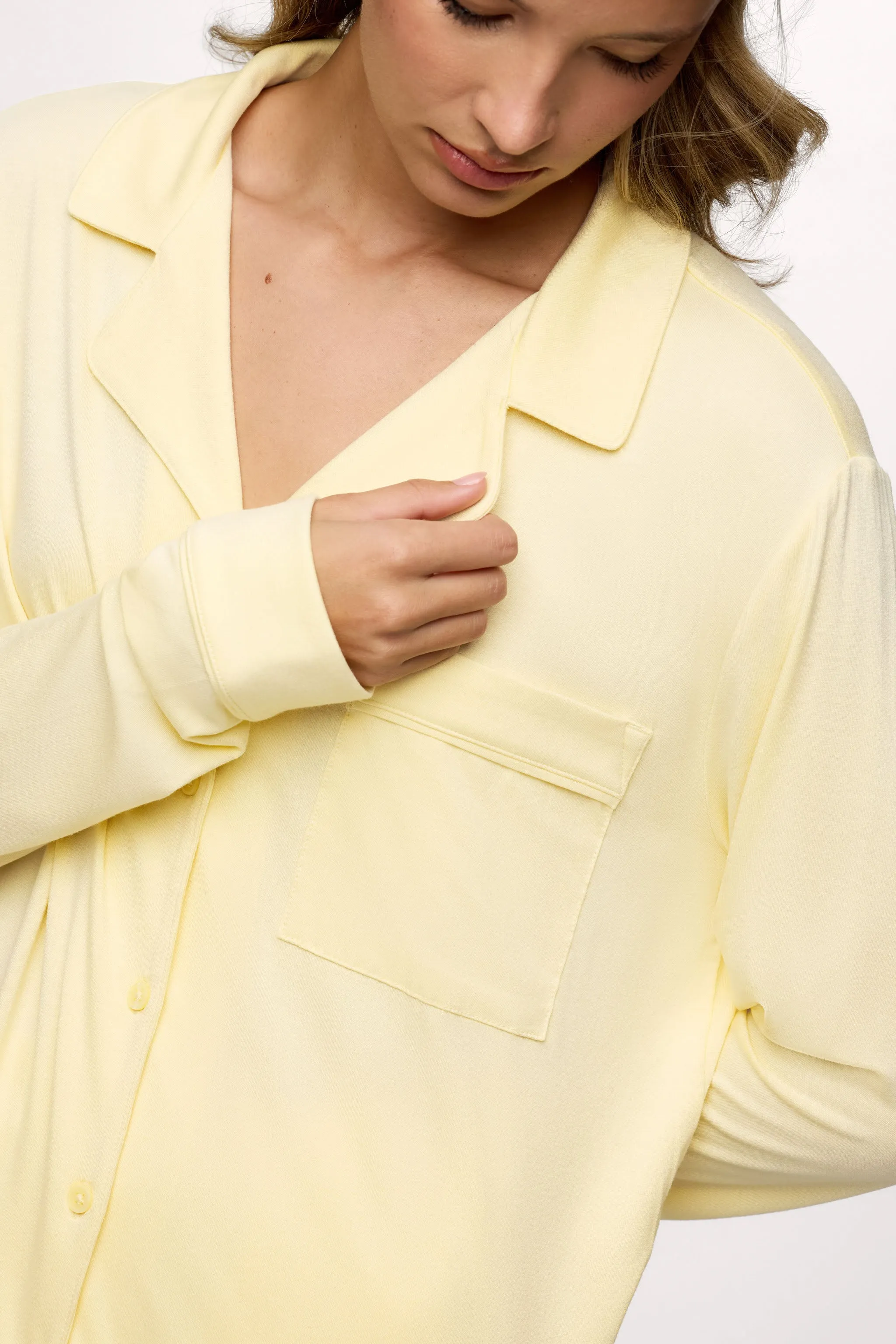 Long Sleeve Button-Up Pajama Shirt | Lemon sold by nuuds product image thumbnail 3