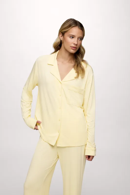 Long Sleeve Button-Up Pajama Shirt | Lemon sold by nuuds