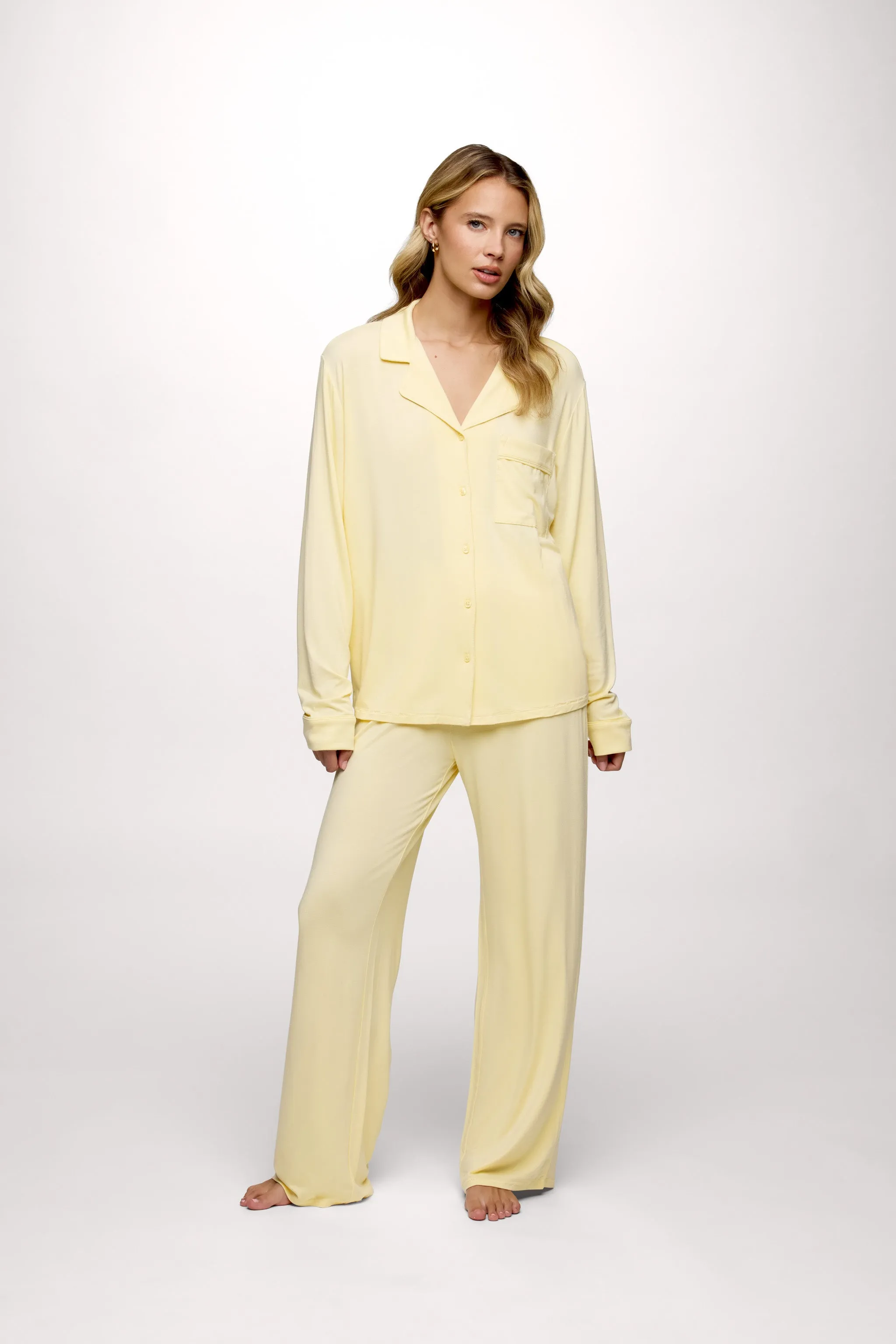 Long Sleeve Button-Up Pajama Shirt | Lemon sold by nuuds product image thumbnail 2