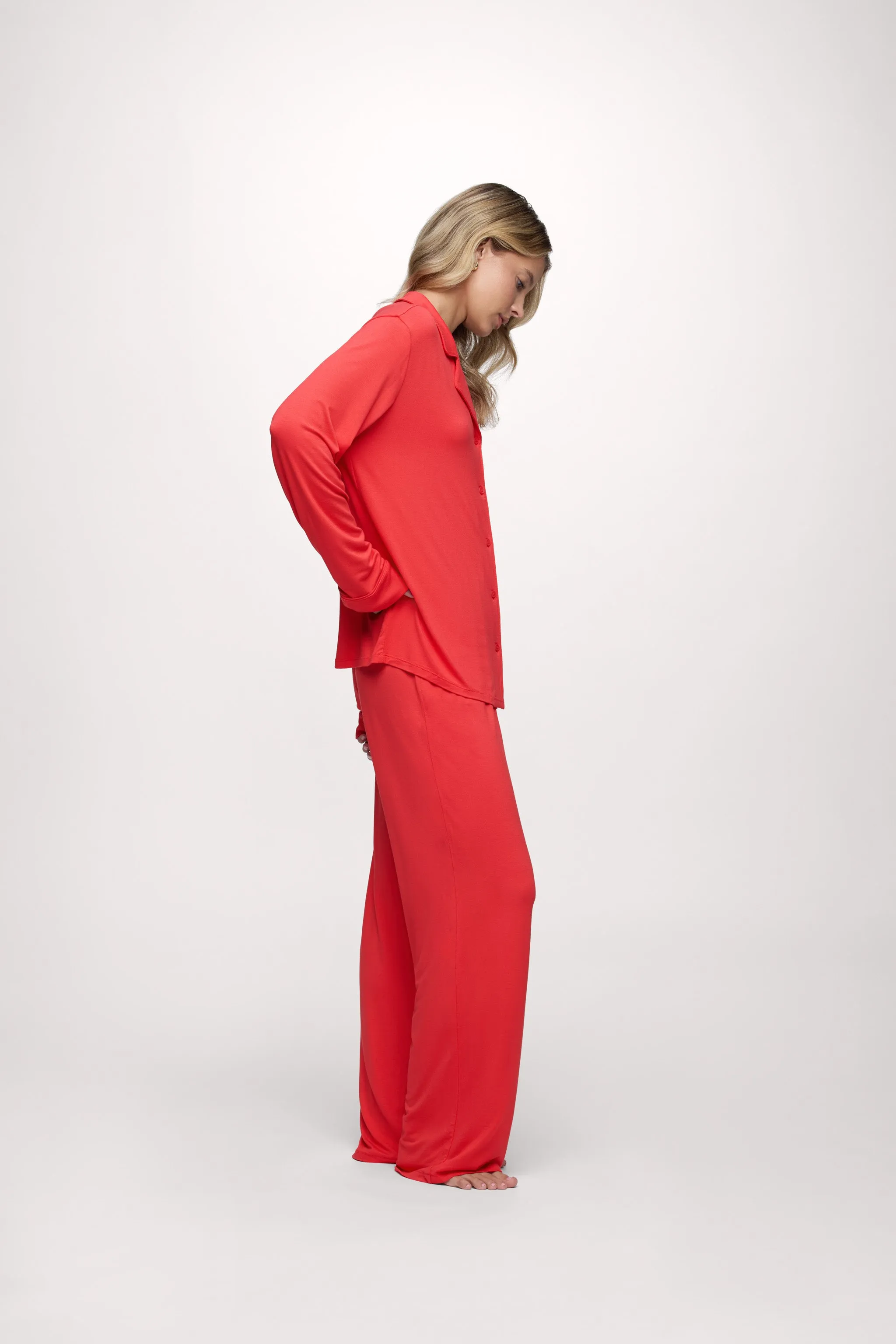 Long Sleeve Button-Up Pajama Shirt | Hibiscus sold by nuuds product image thumbnail 4