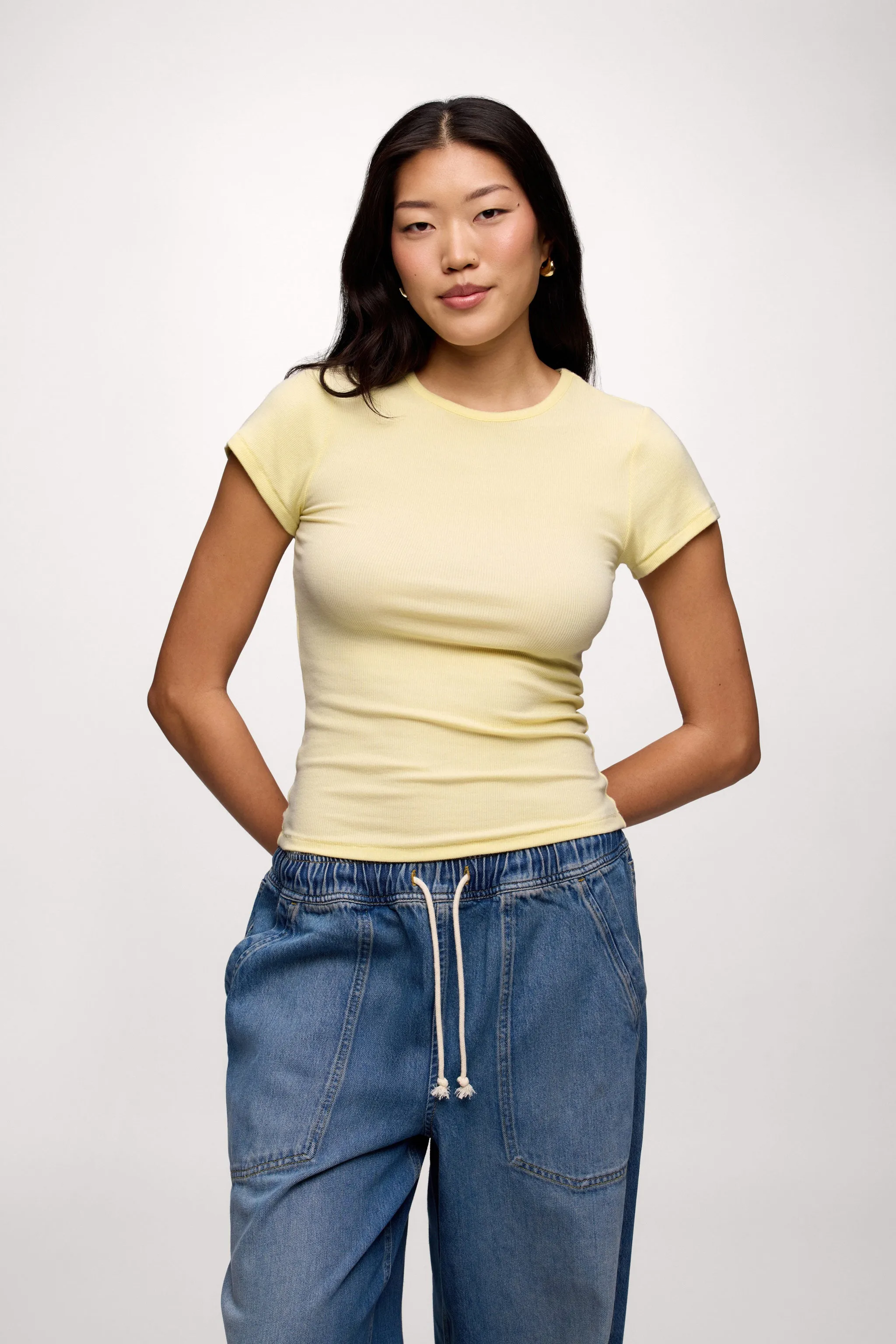 Slinky Rib Tee | Lemon sold by nuuds