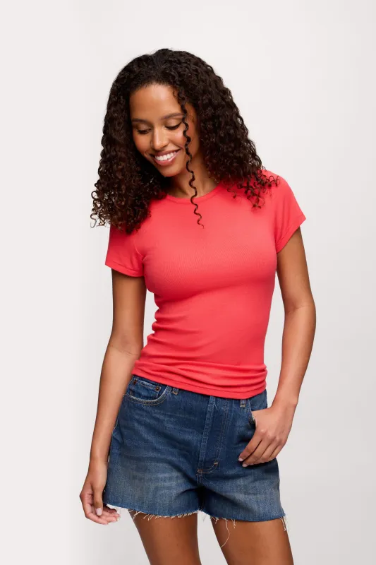 Slinky Rib Tee | Hibiscus sold by nuuds