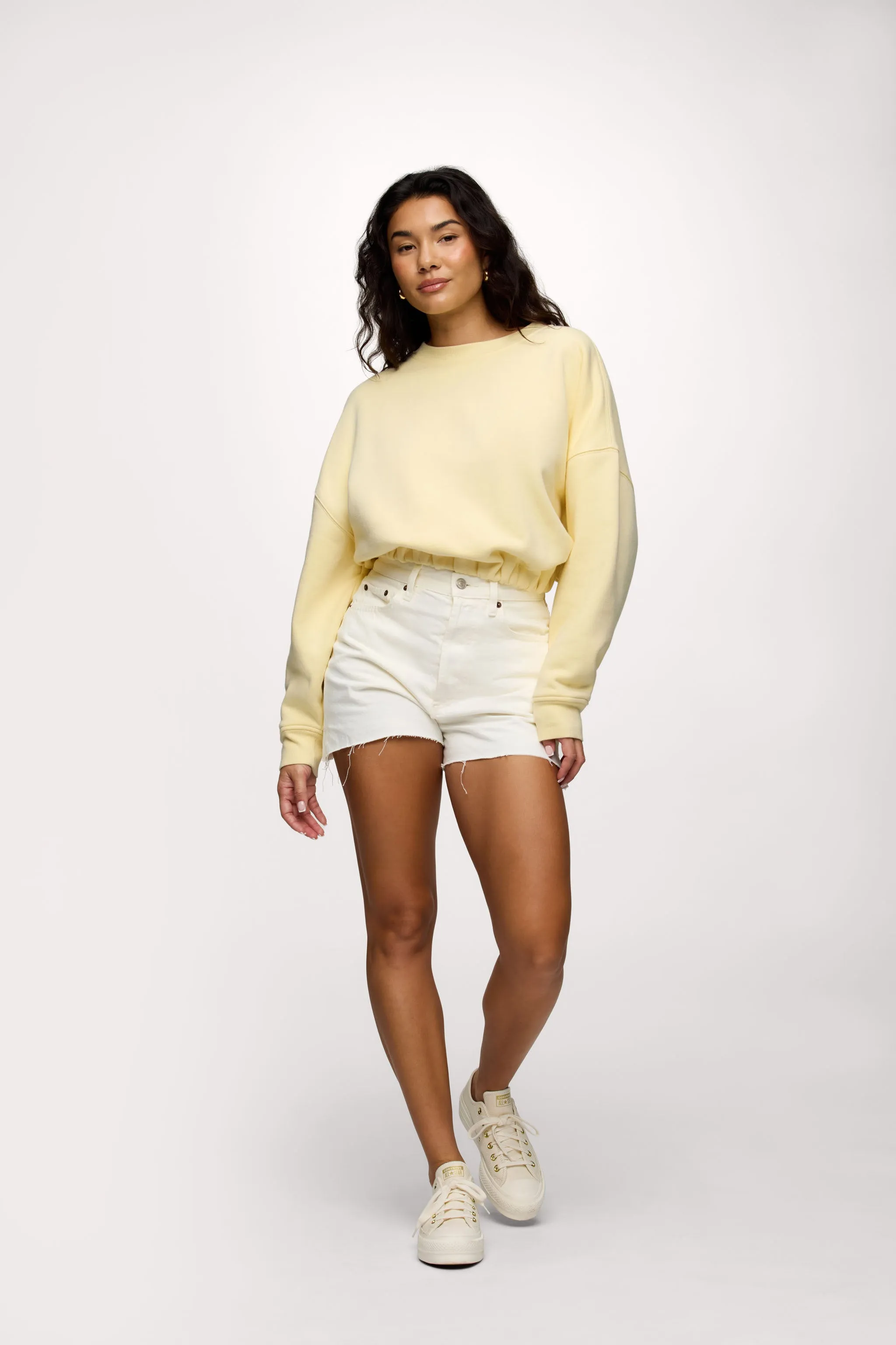 Vintage Fleece Cinch Waist Sweatshirt | Lemon sold by nuuds product image thumbnail 2