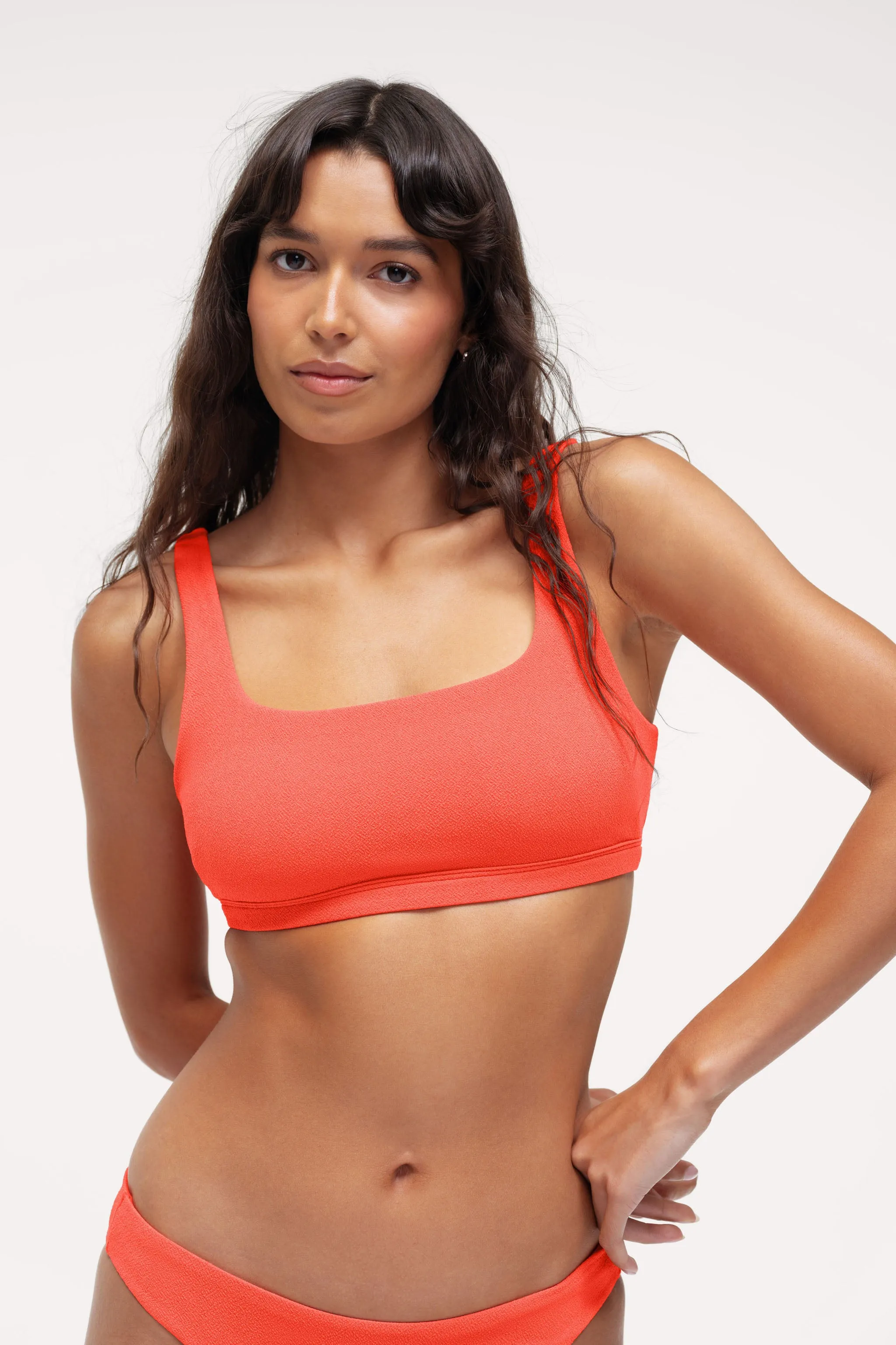 Square Neck Bikini Top | Crispy Papaya sold by nuuds