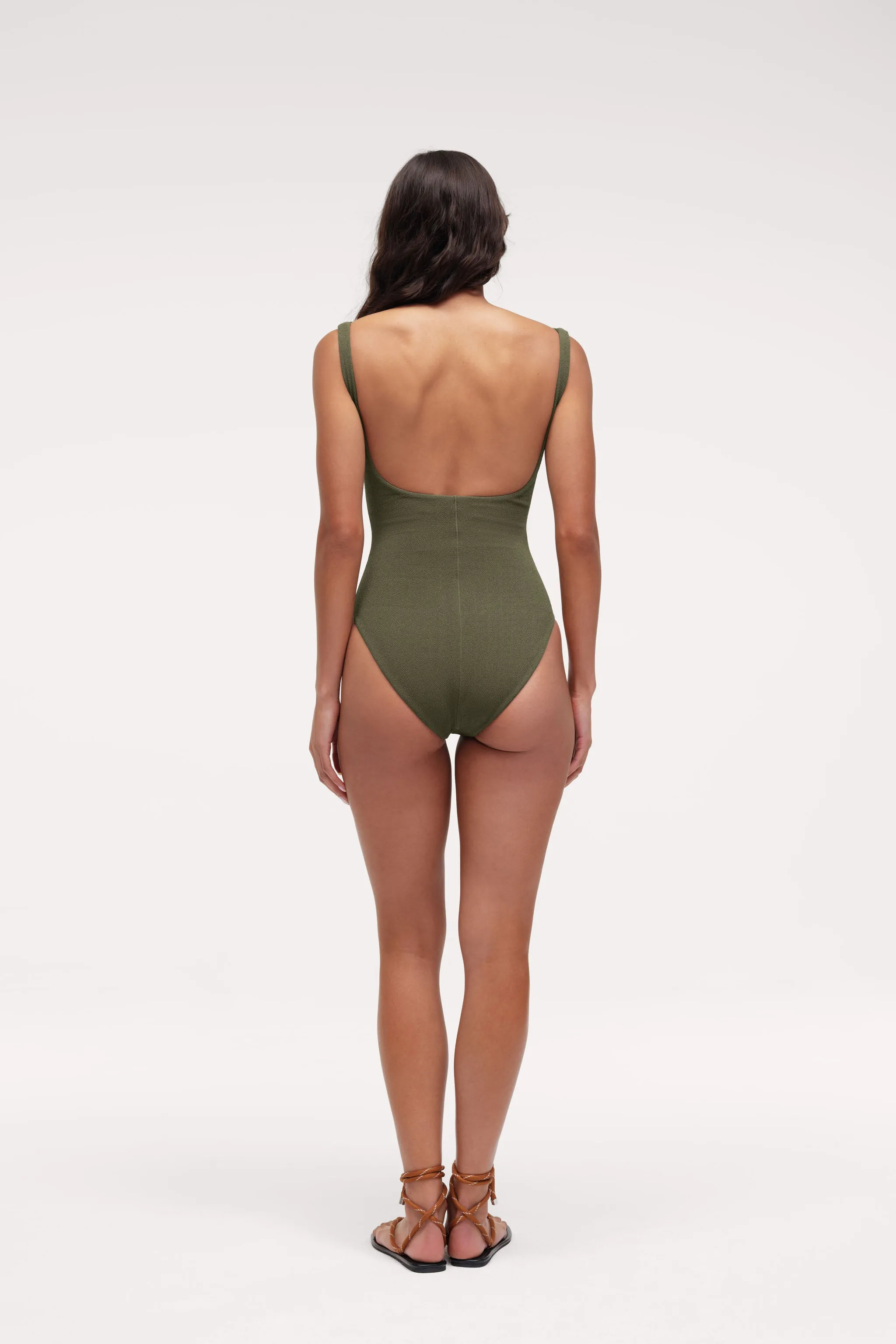 Square Neck One Piece | Crispy Darkest Olive sold by nuuds product image thumbnail 5