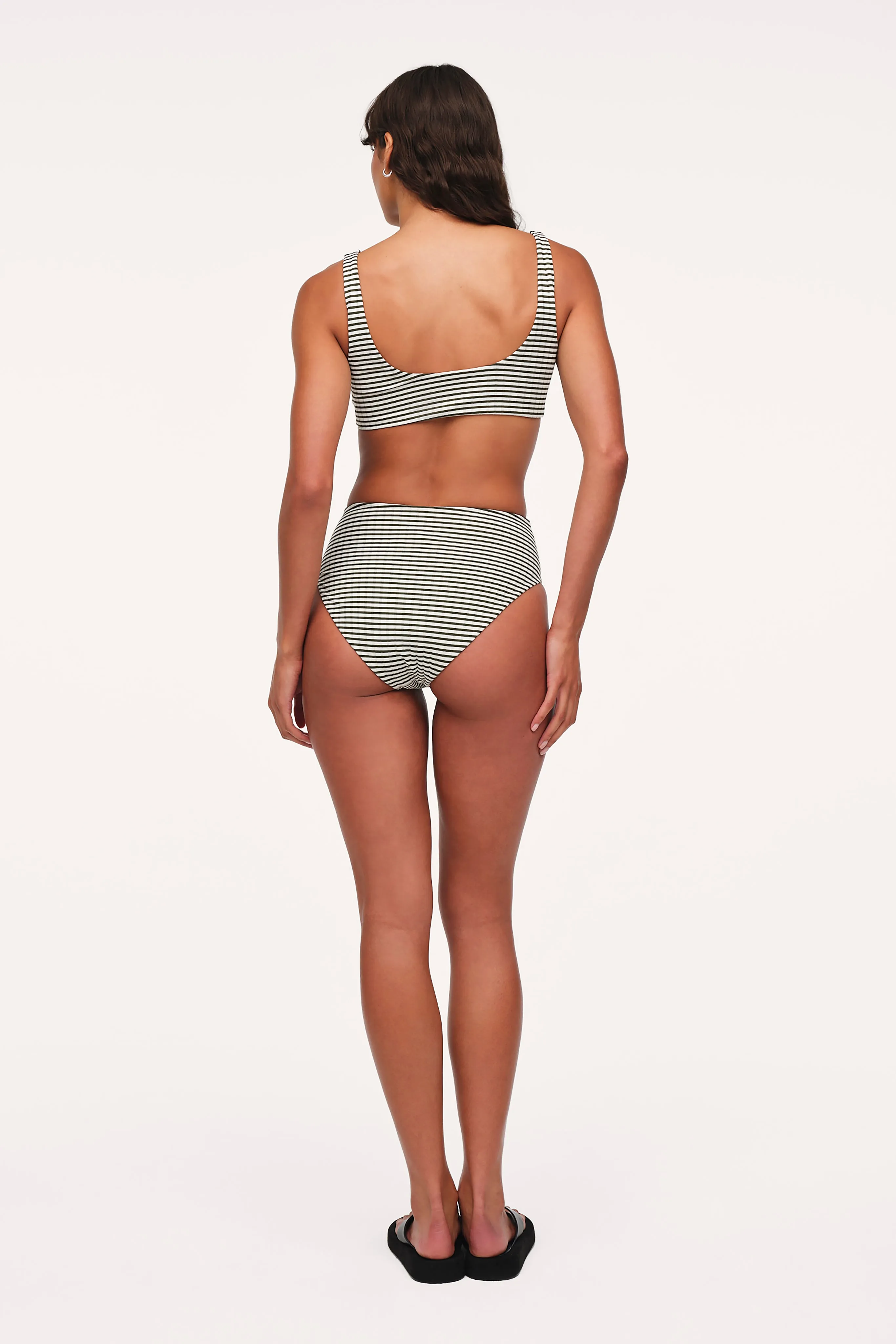 High Waist Bikini Bottom | Olive Stripe sold by nuuds product image thumbnail 3