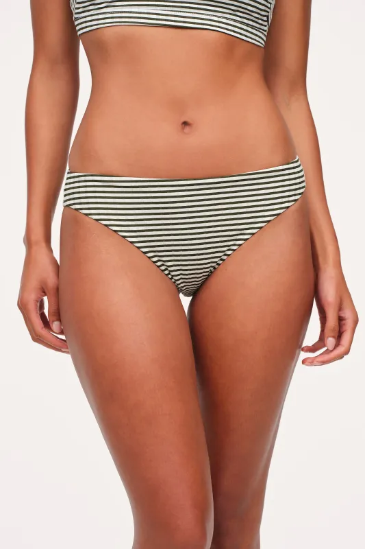 Low Waist Bikini Bottom | Olive Stripe made by nuuds