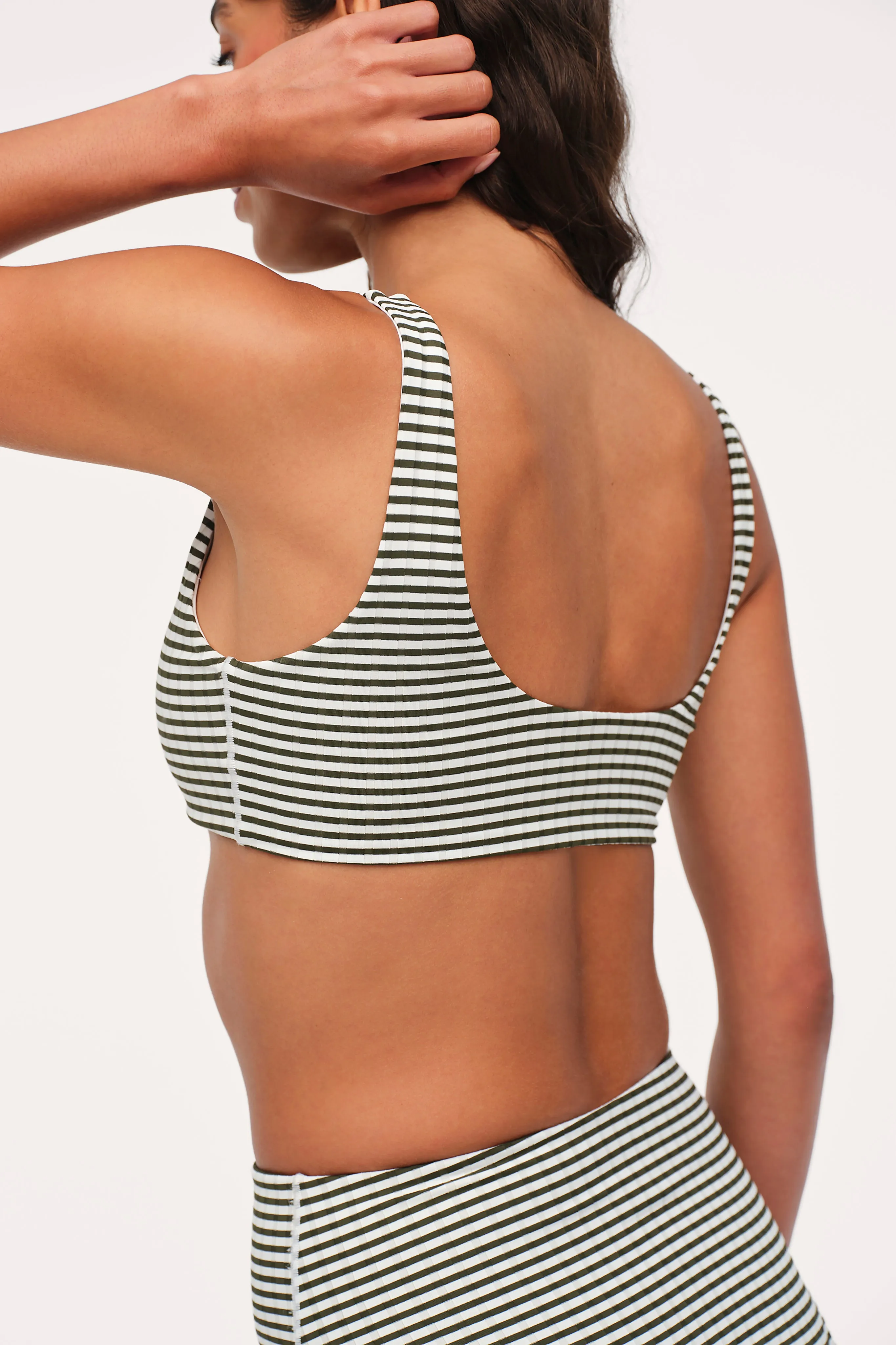 Plunge Bikini Top | Olive Stripe sold by nuuds product image thumbnail 3
