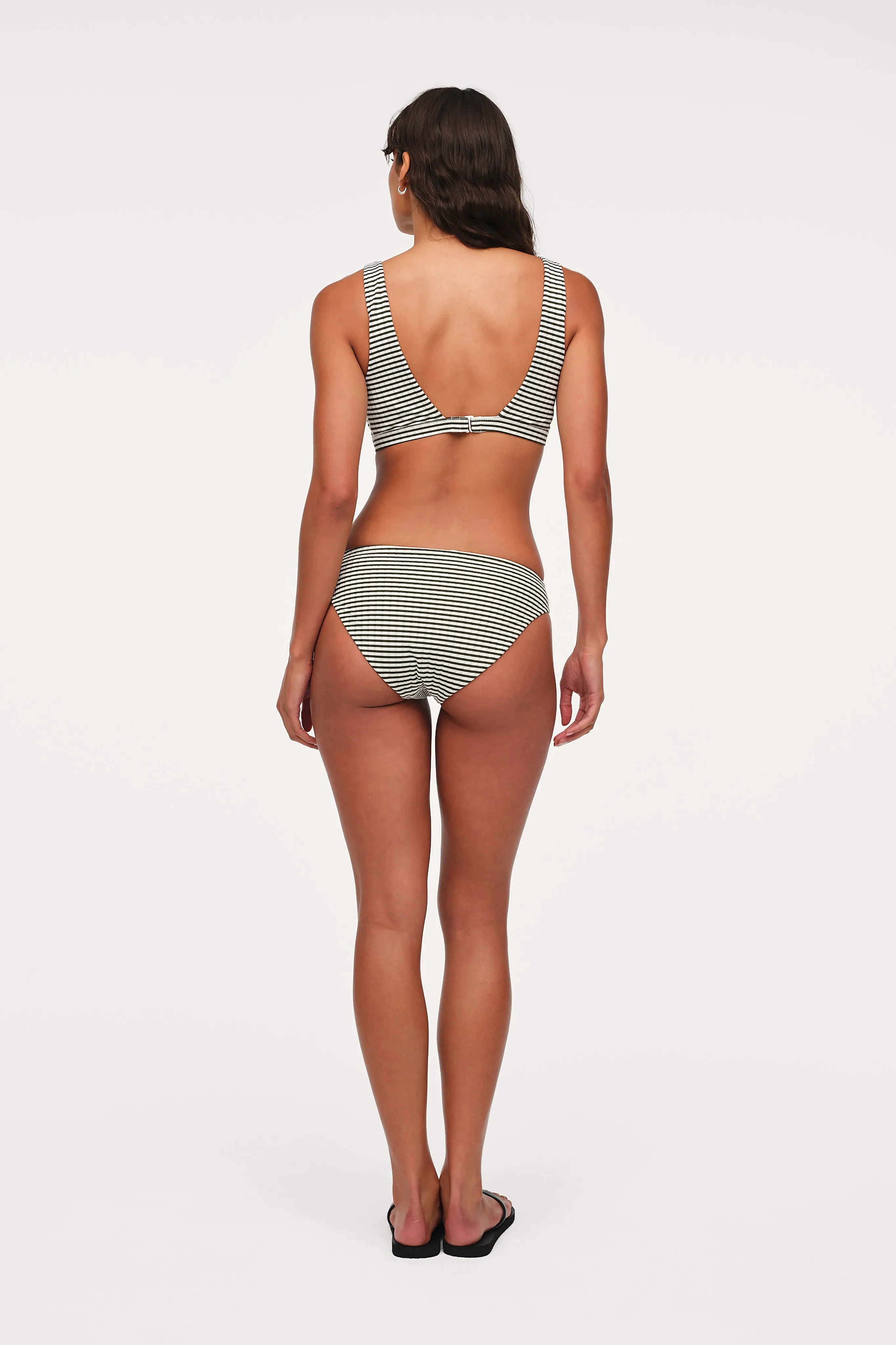 Square Neck Bikini Top | Olive Stripe sold by nuuds product image thumbnail 5