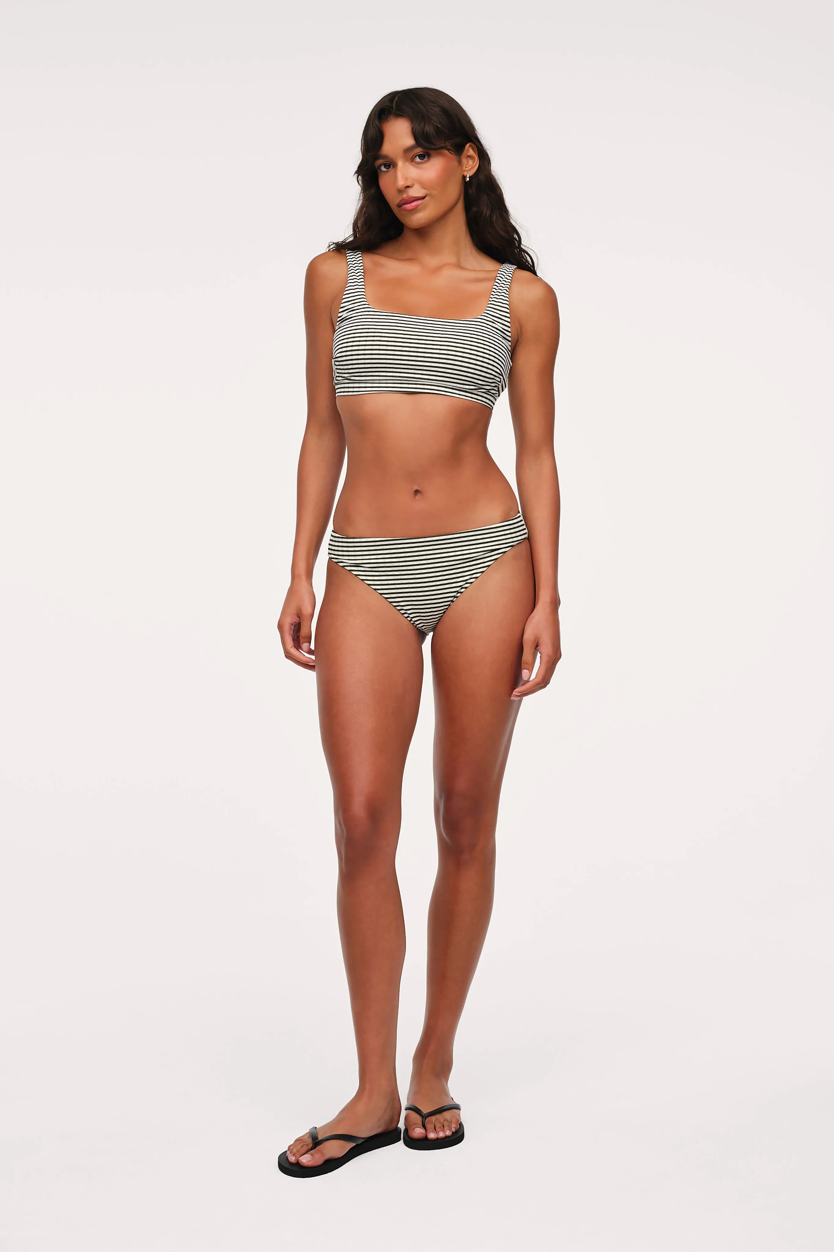 Square Neck Bikini Top | Olive Stripe sold by nuuds product image thumbnail 2