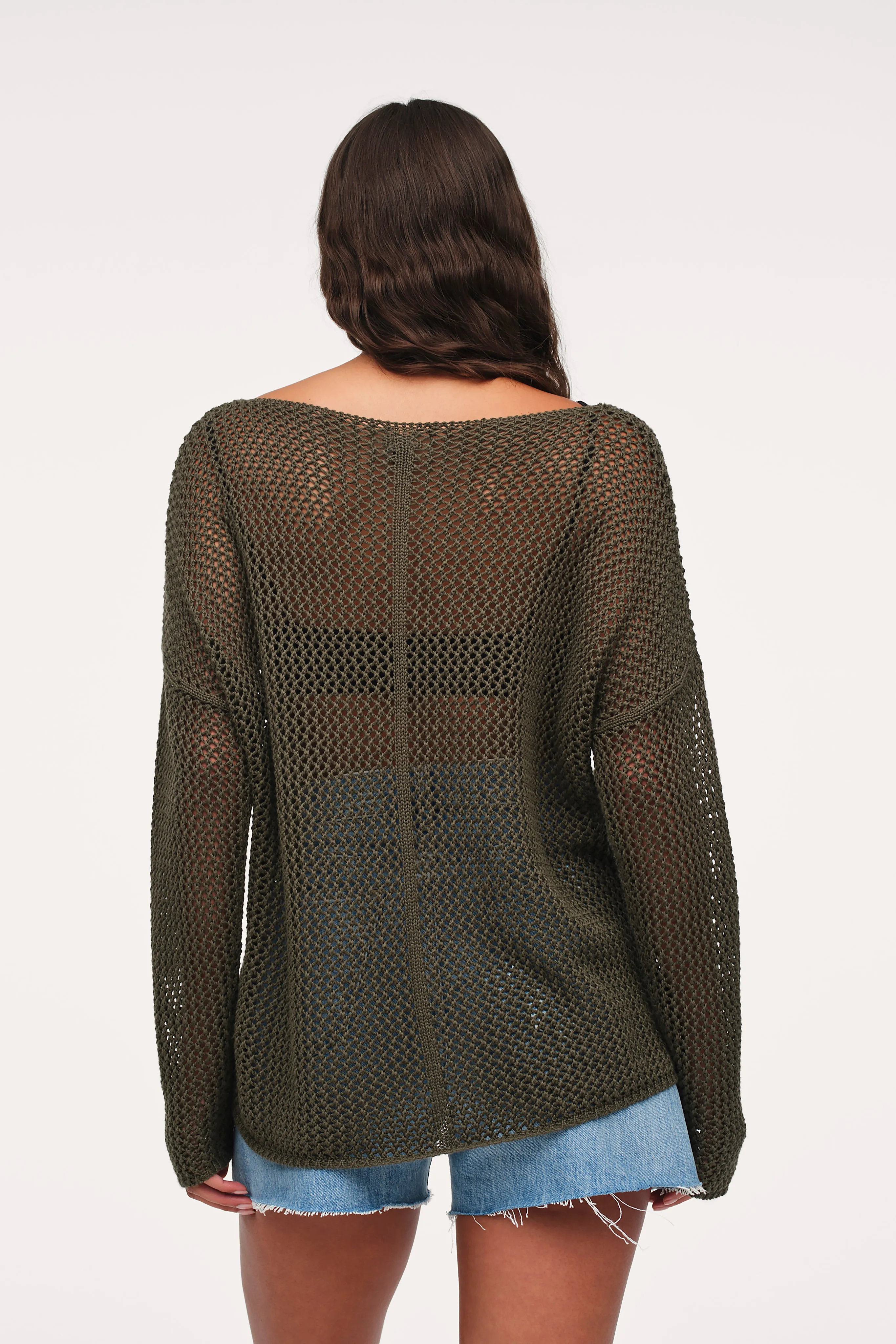 Open Knit Sweater | Darkest Olive sold by nuuds product image thumbnail 4