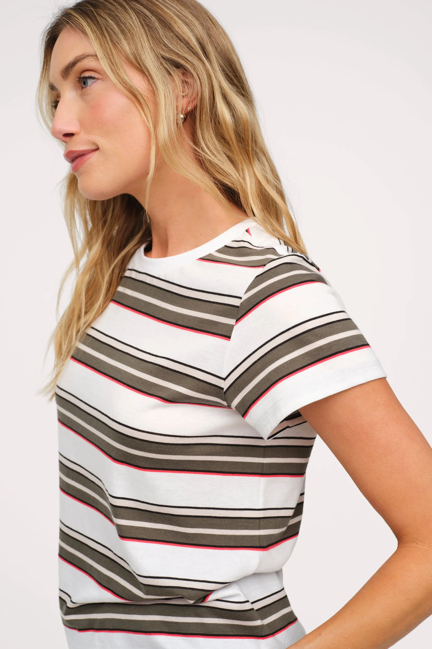 Perfect Tee | Darkest Olive Stripe sold by nuuds product image thumbnail 3