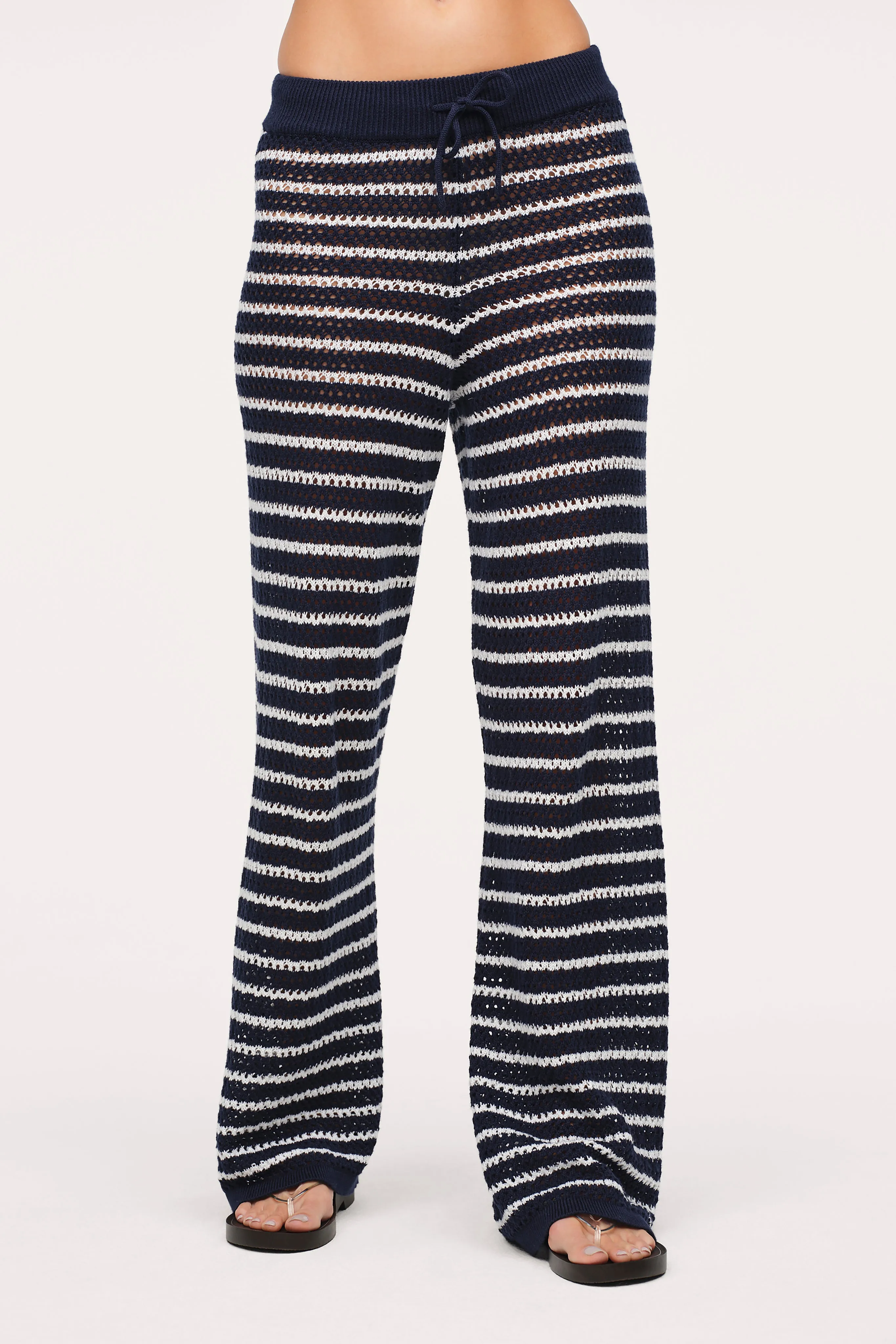 Cotton Crochet Sweater Pant | Navy Stripe sold by nuuds product image thumbnail 2