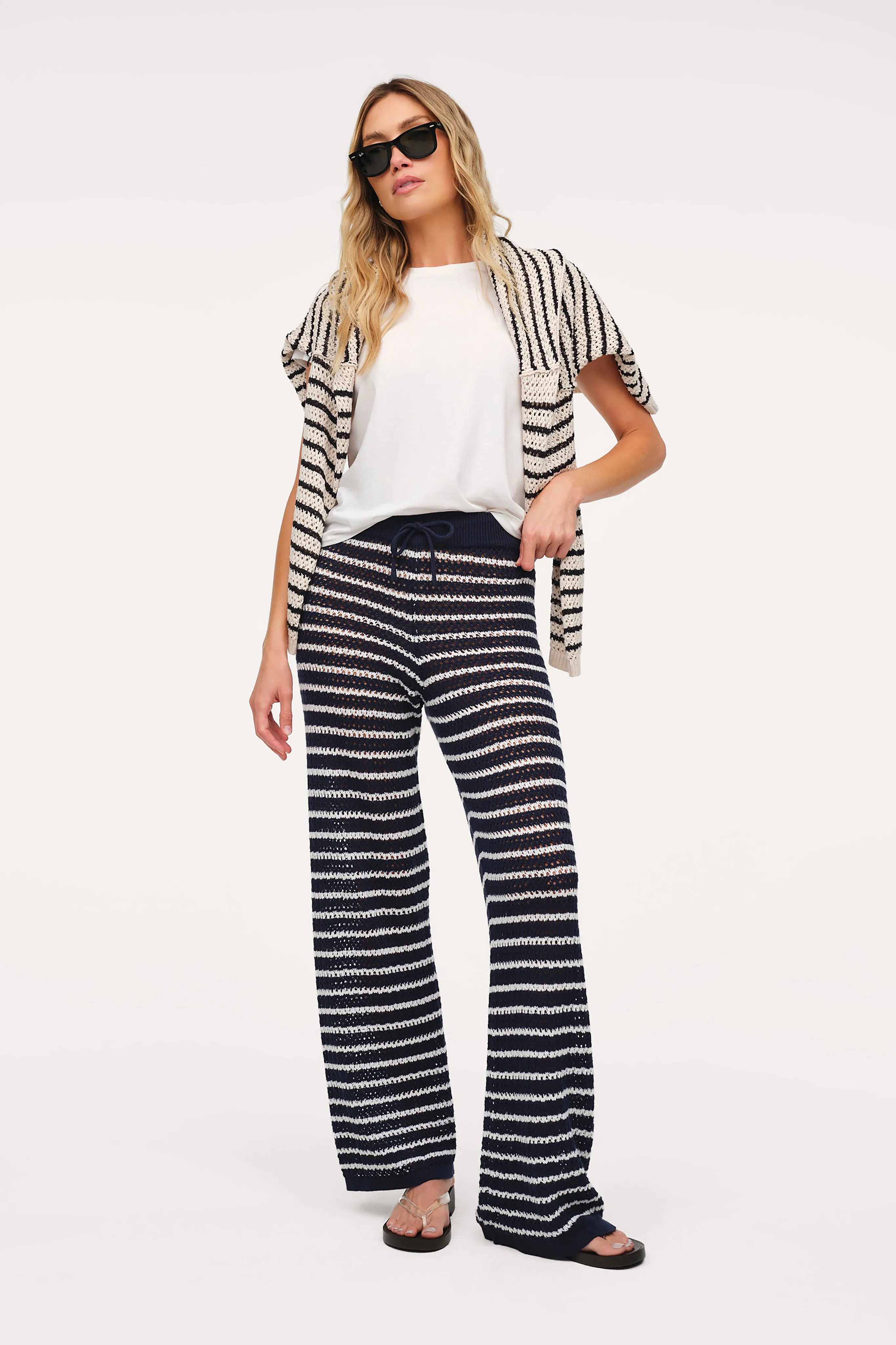 Cotton Crochet Sweater Pant | Navy Stripe sold by nuuds product image thumbnail 5