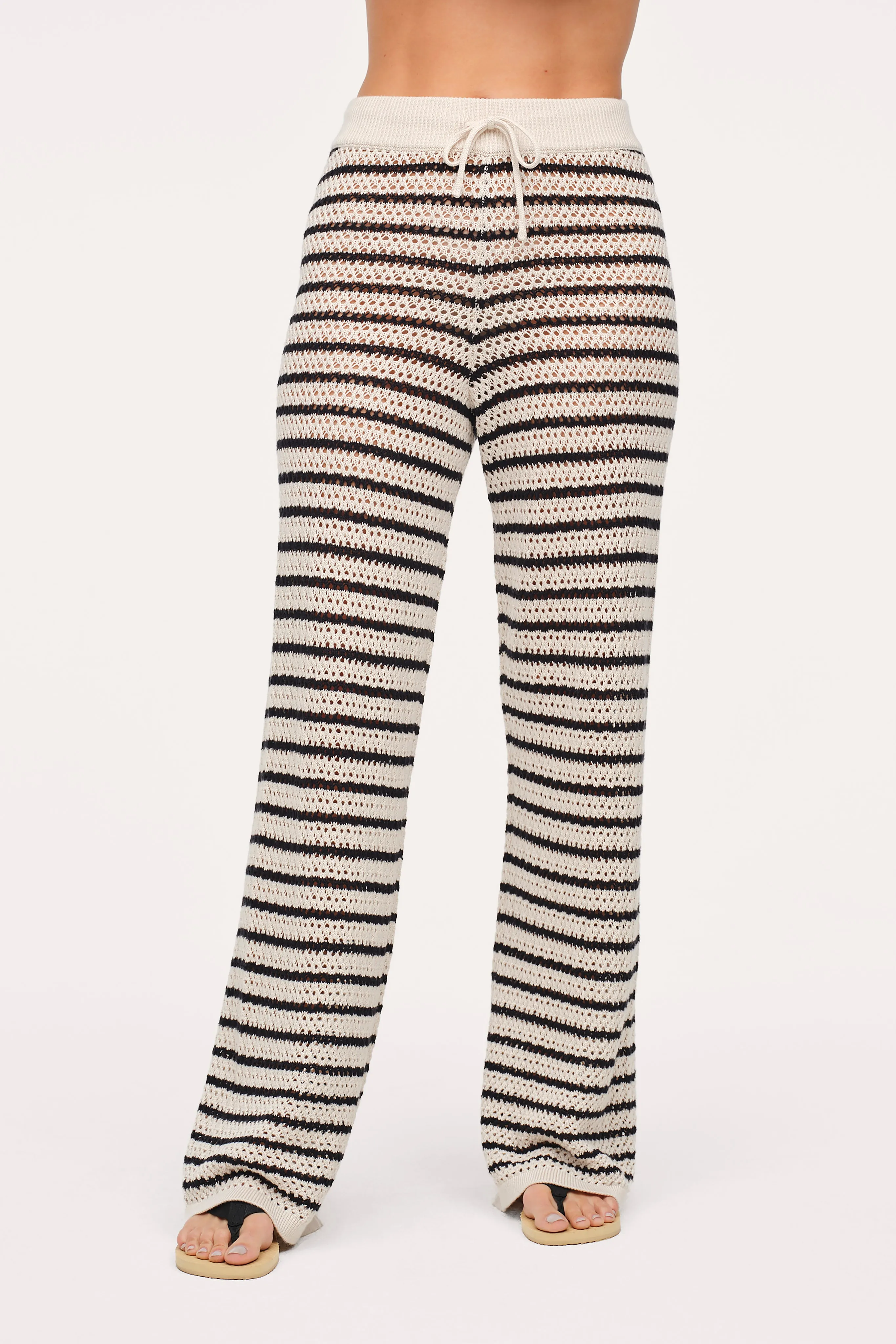 Cotton Crochet Sweater Pant | Bone Stripe sold by nuuds product image thumbnail 2