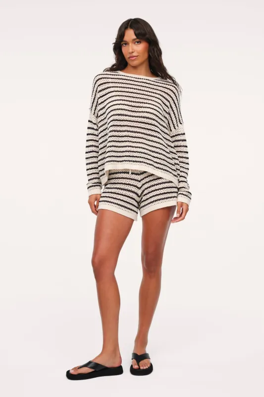 Cotton Crochet Sweater Short | Bone Stripe made by nuuds