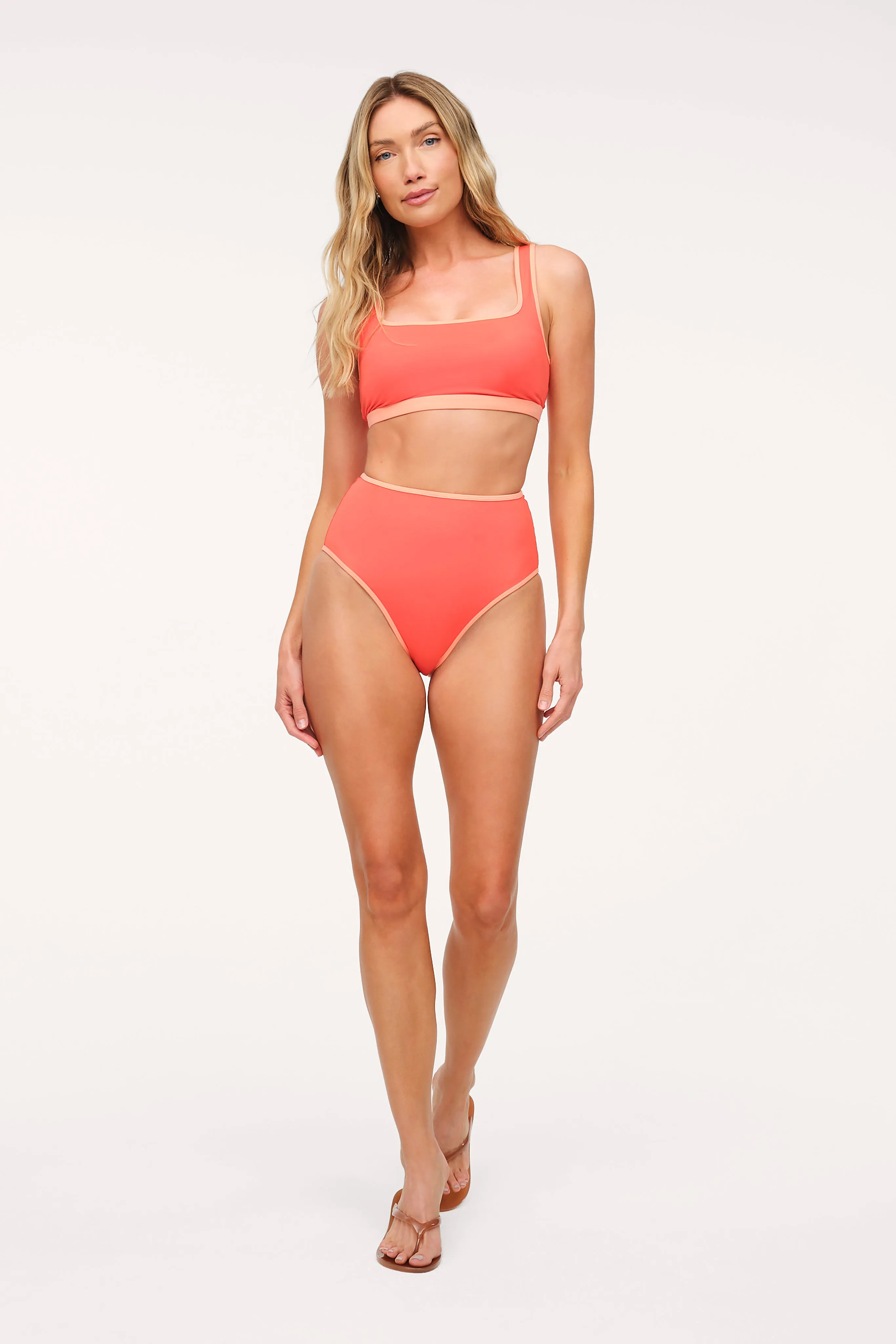 High Waist Bikini Bottom | Contrast Papaya sold by nuuds