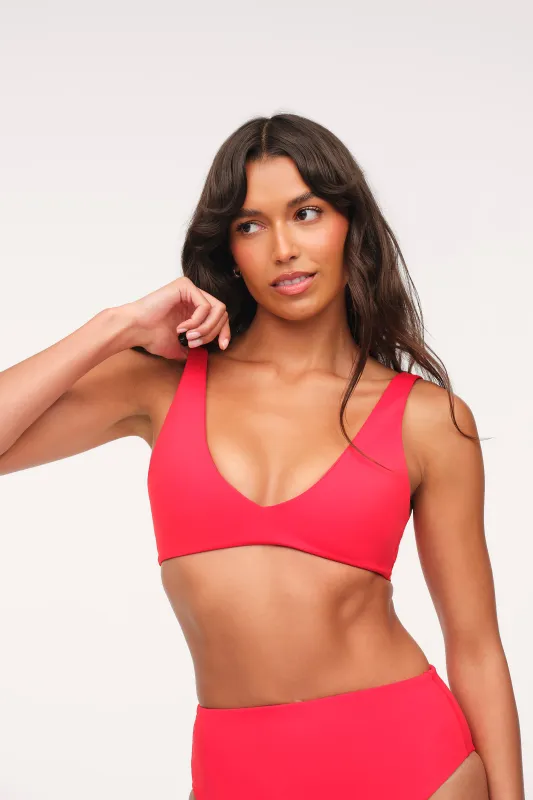 Plunge Bikini Top | Smooth Cayenne made by nuuds