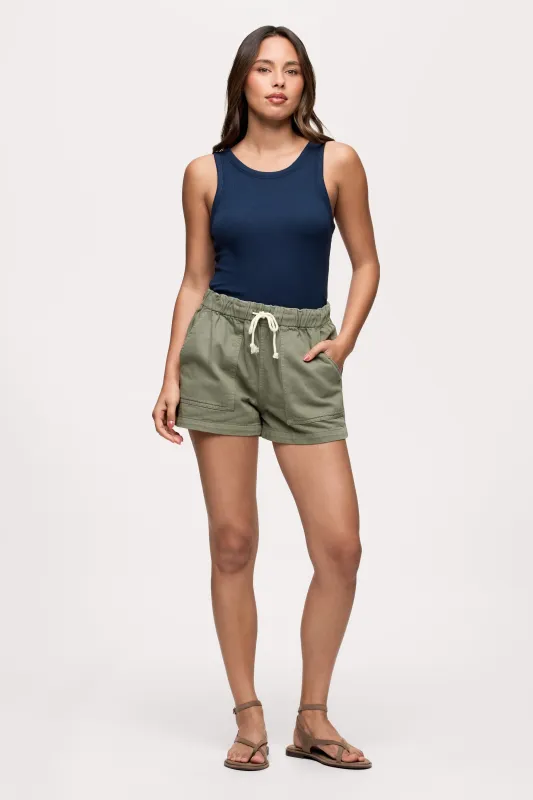 Pull-On Denim Short | Darkest Olive made by nuuds