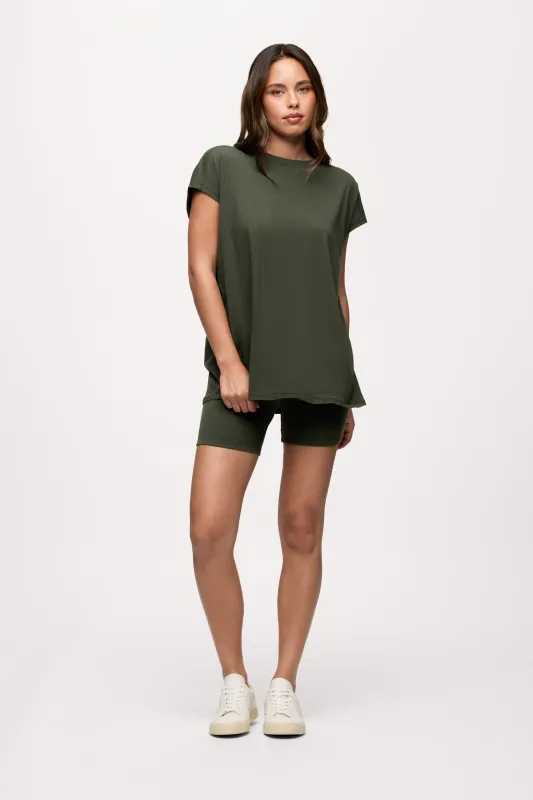 Ribbed Biker Short Set | Darkest Olive made by nuuds