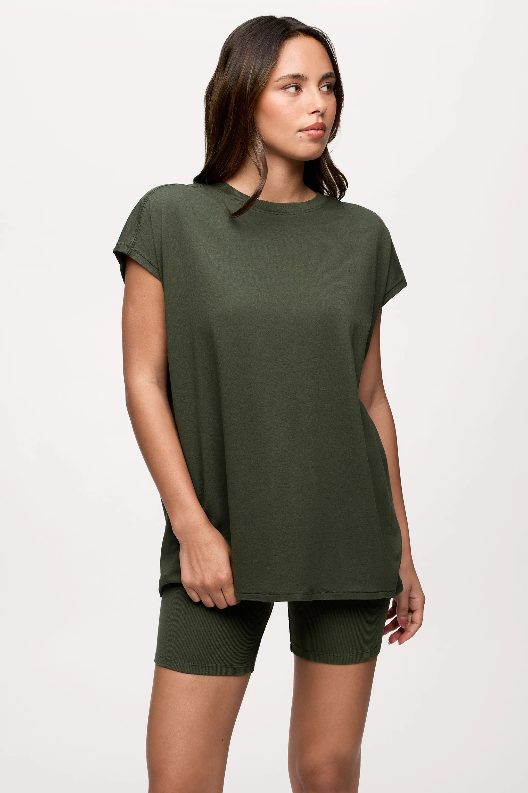 Ribbed Biker Short Set | Darkest Olive sold by nuuds product image thumbnail 2