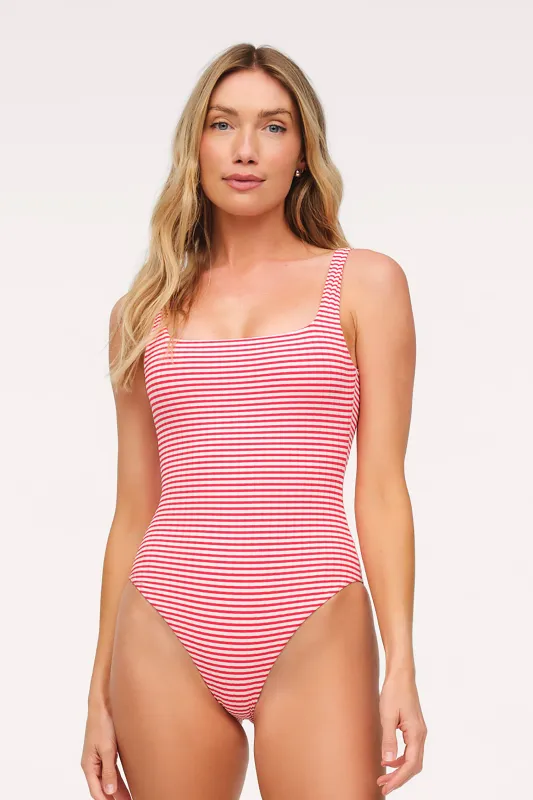 Square Neck One Piece | Cayenne Stripe made by nuuds