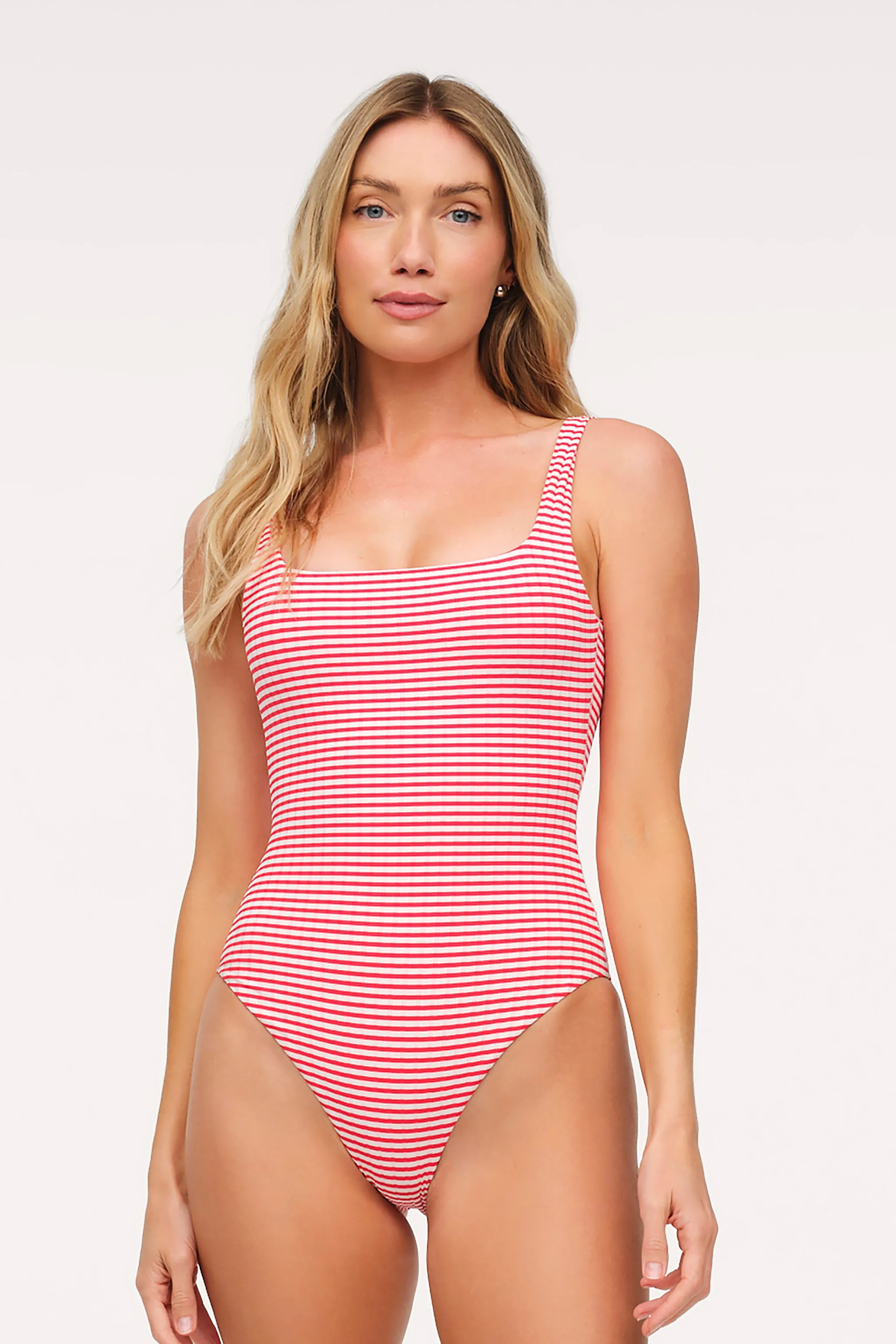 Square Neck One Piece | Cayenne Stripe sold by nuuds