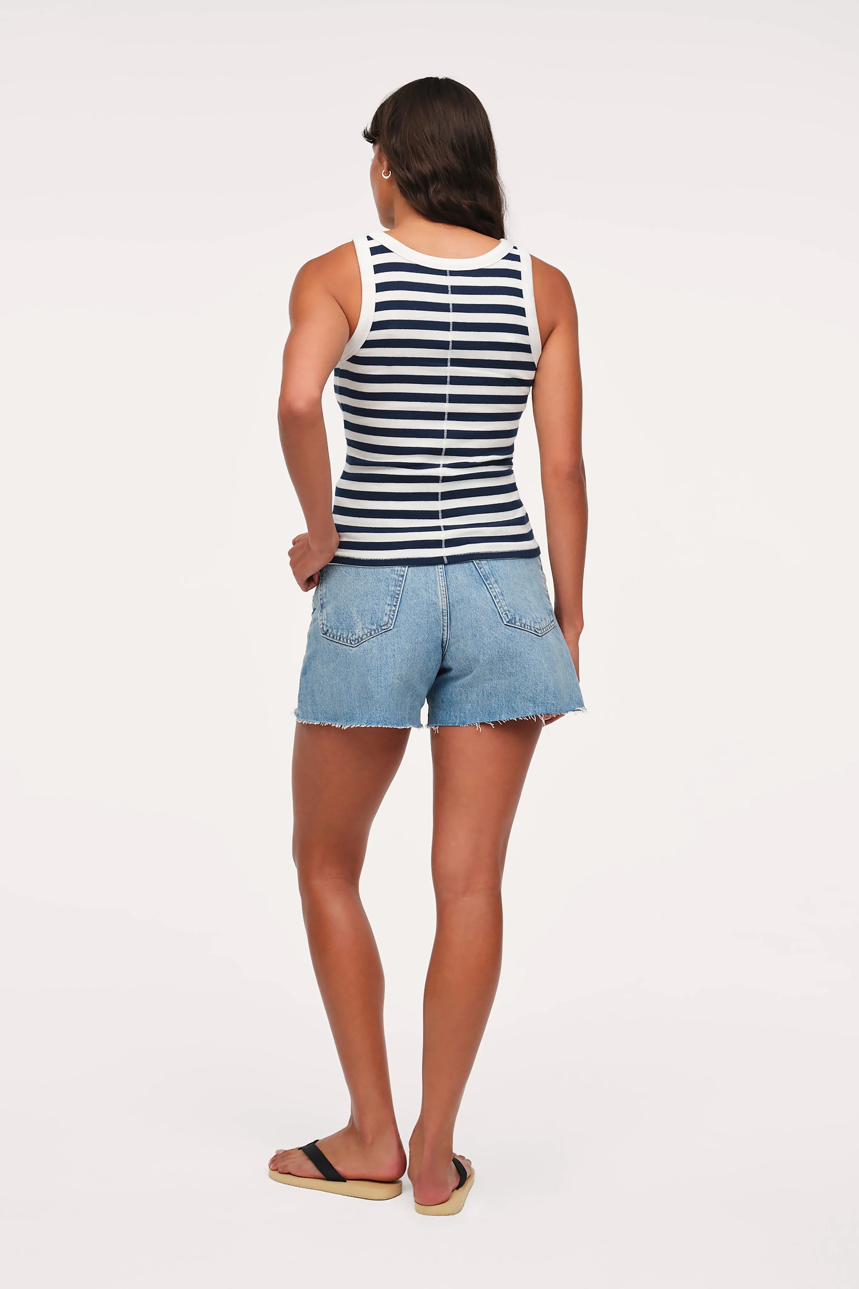 Slinky Rib Tank | Navy Stripe sold by nuuds product image thumbnail 5
