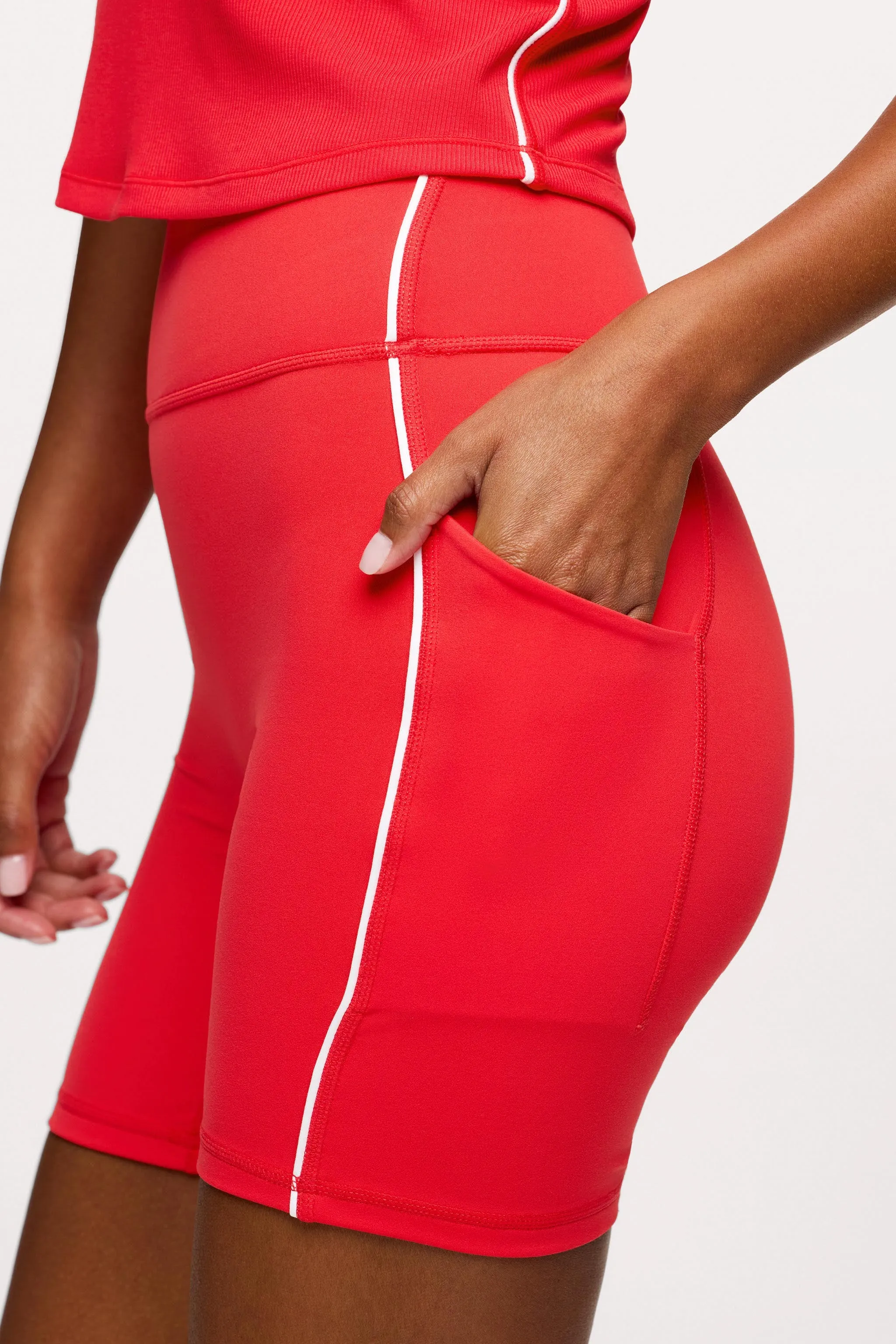 Motion Piped Biker Short with Pocket | Cayenne sold by nuuds product image thumbnail 5
