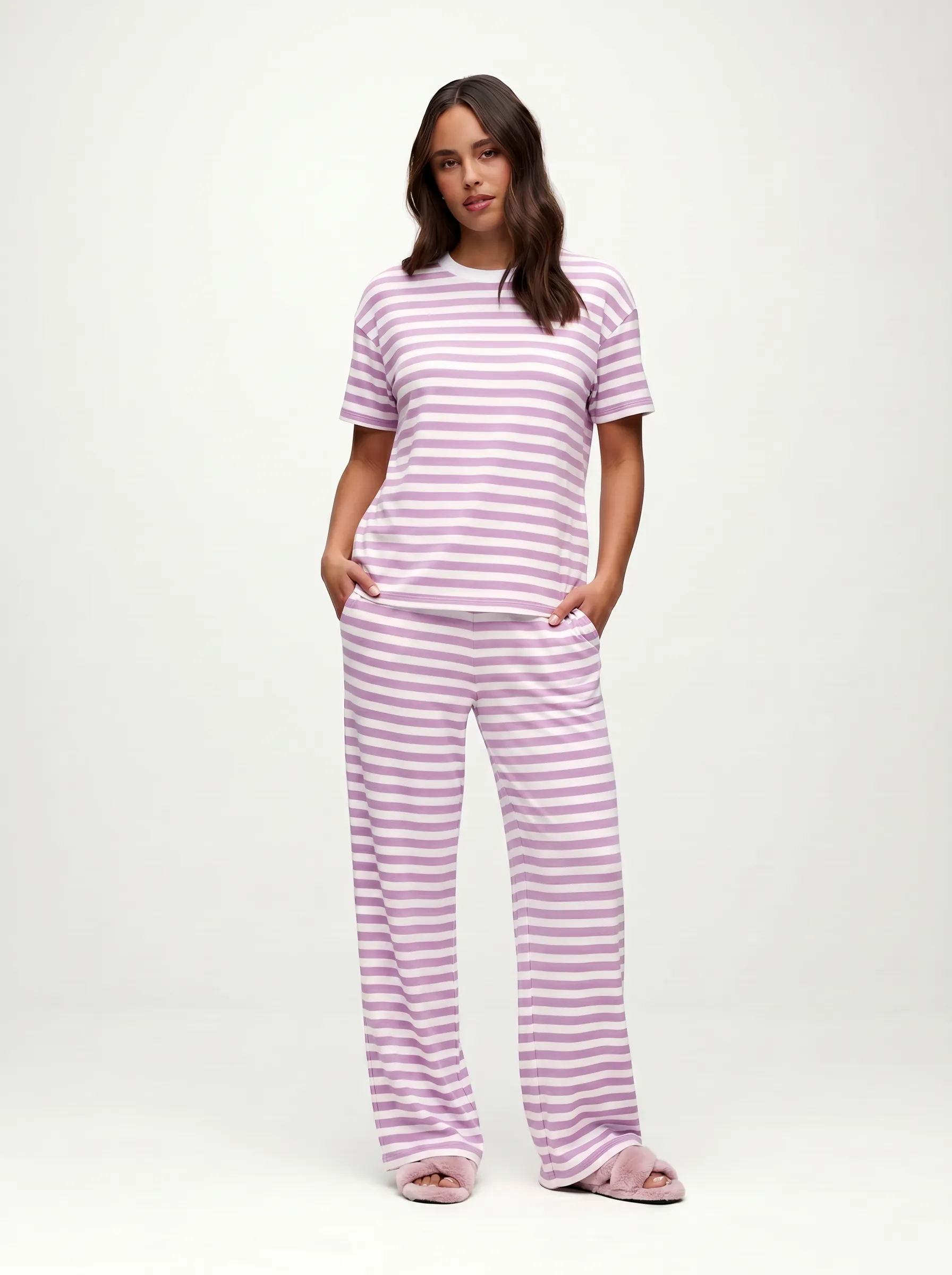Seaside Short Sleeve | Orchid Stripe sold by nuuds product image thumbnail 2